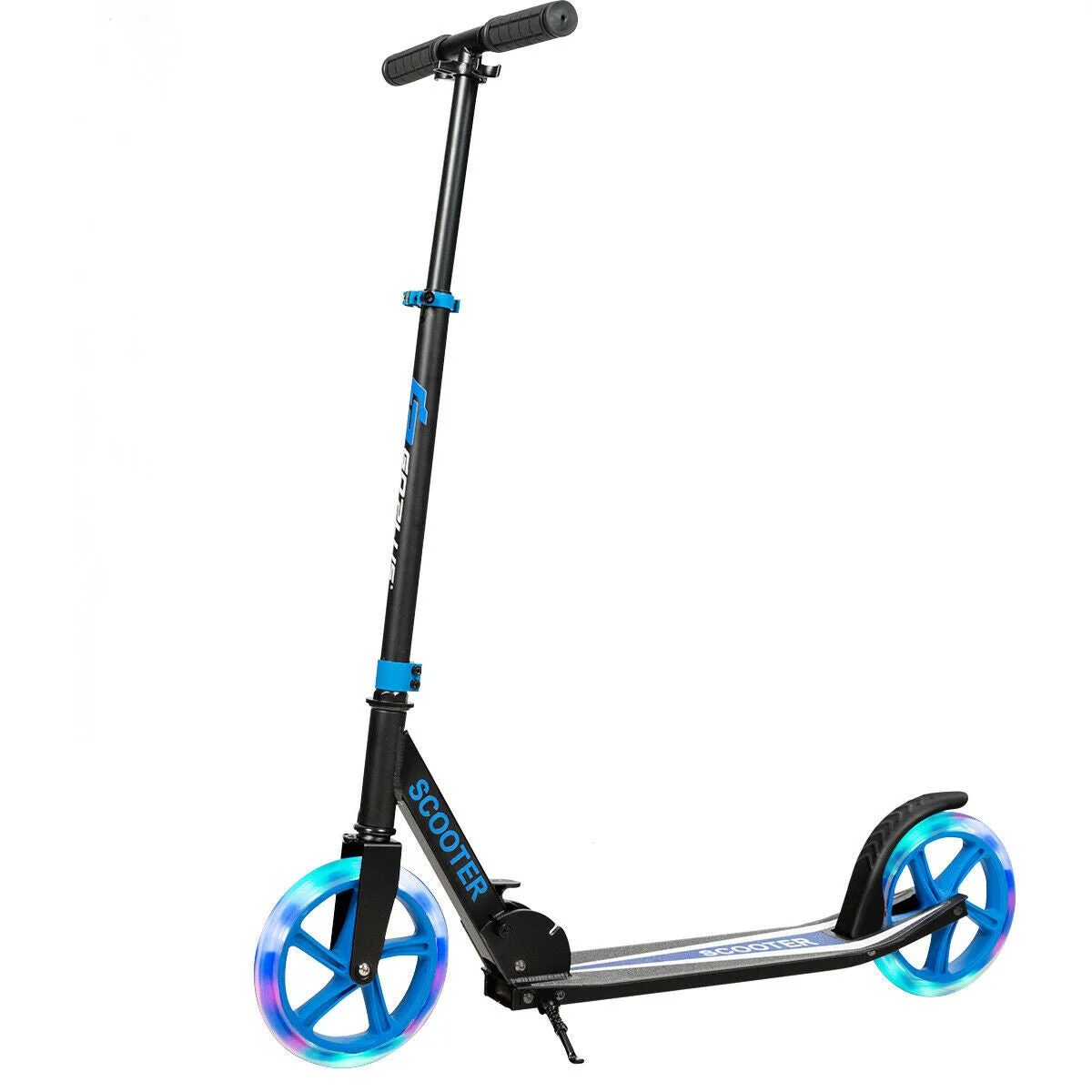 Portable Folding Sports Kick Scooter with LED Wheels-Blue - Image 3