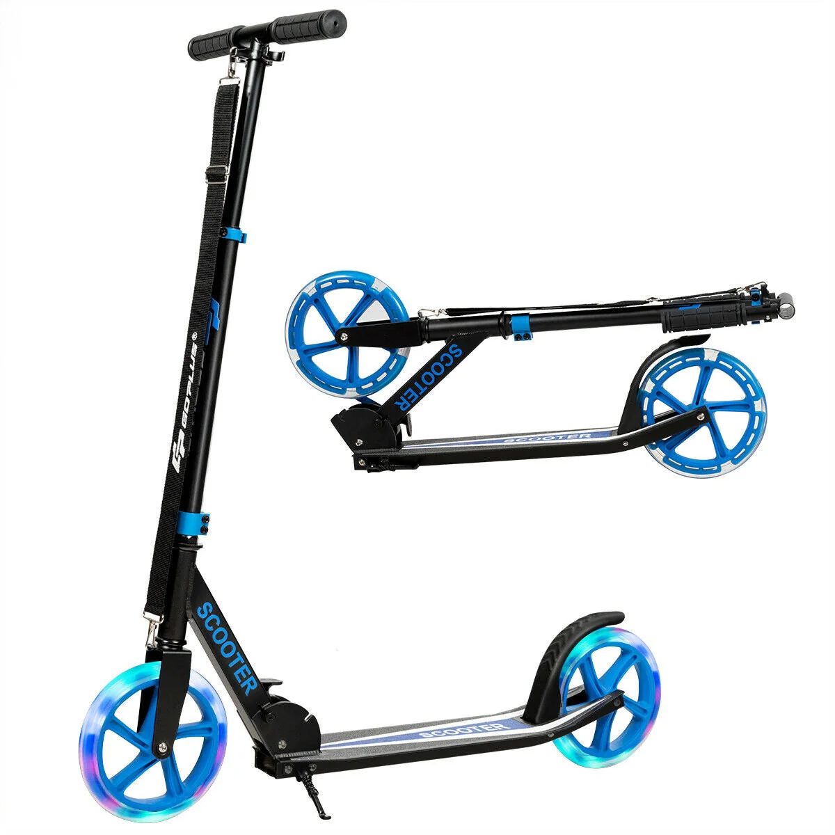 Portable Folding Sports Kick Scooter with LED Wheels-Blue - Image 4