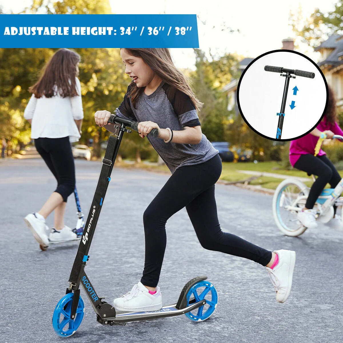 Portable Folding Sports Kick Scooter with LED Wheels-Blue - Image 6