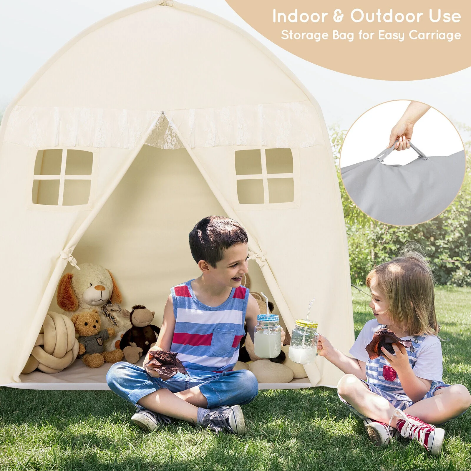 Portable Indoor Kids Play Castle Tent-White - Image 6