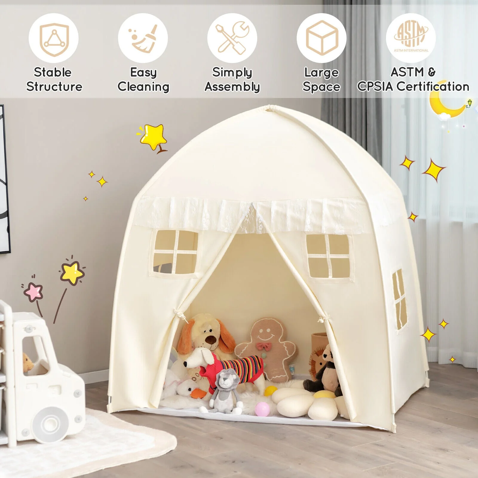 Portable Indoor Kids Play Castle Tent-White - Image 7