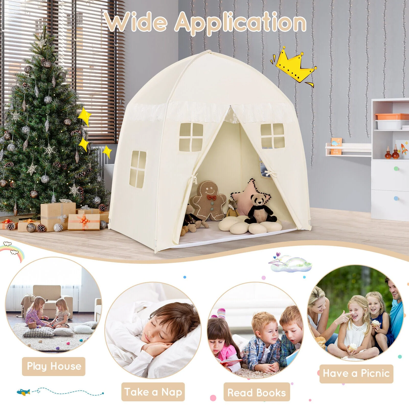 Portable Indoor Kids Play Castle Tent-White - Image 8