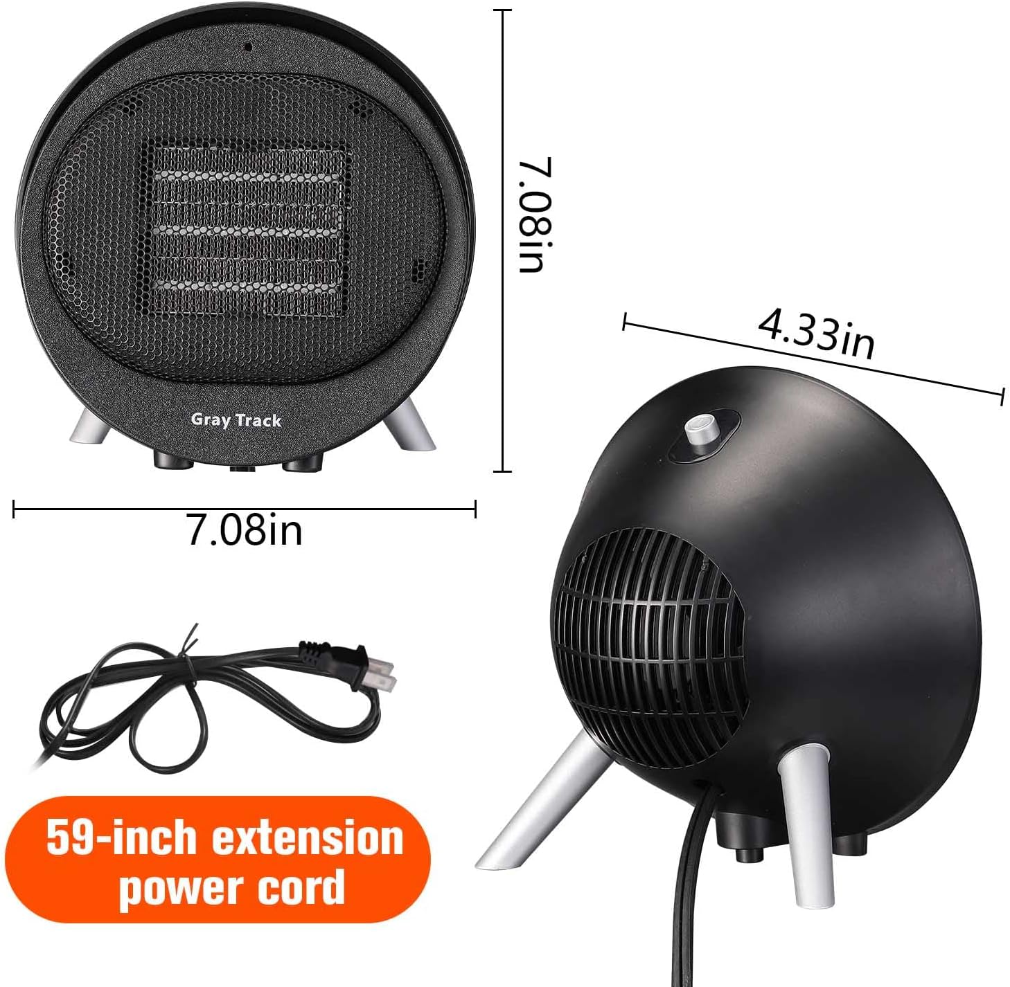 Portable Mini Ceramic Space Heater with Tip-Over & Overheat Protection – Quiet, Fast Heating for Home, Office, Bedroom, and Indoor Use - Image 6