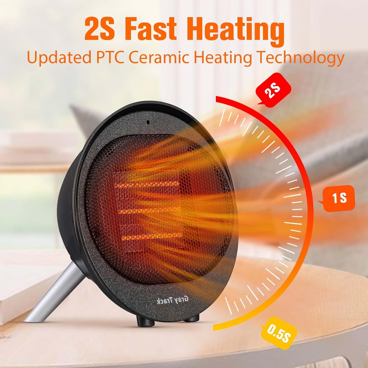 Portable Mini Ceramic Space Heater with Tip-Over & Overheat Protection – Quiet, Fast Heating for Home, Office, Bedroom, and Indoor Use - Image 7