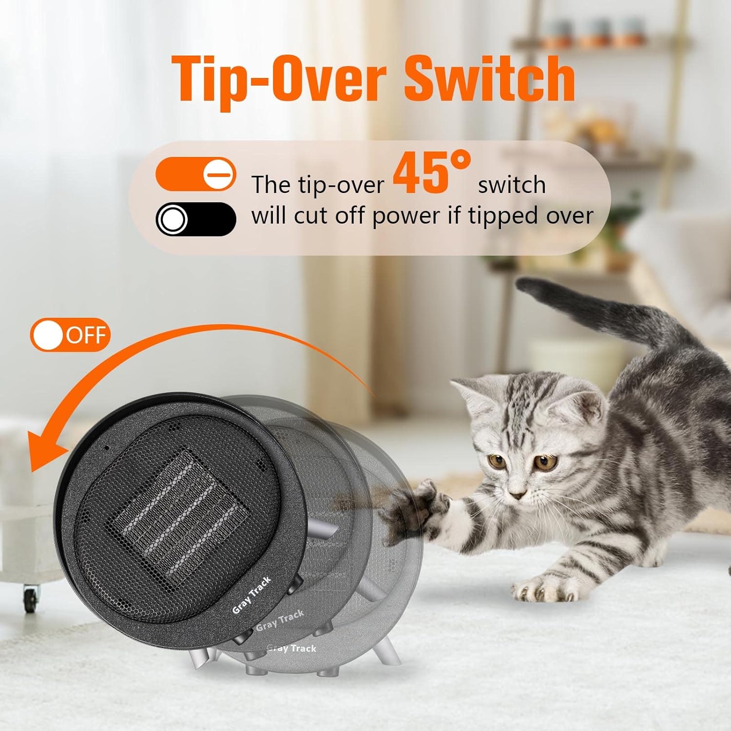 Portable Mini Ceramic Space Heater with Tip-Over & Overheat Protection – Quiet, Fast Heating for Home, Office, Bedroom, and Indoor Use - Image 9