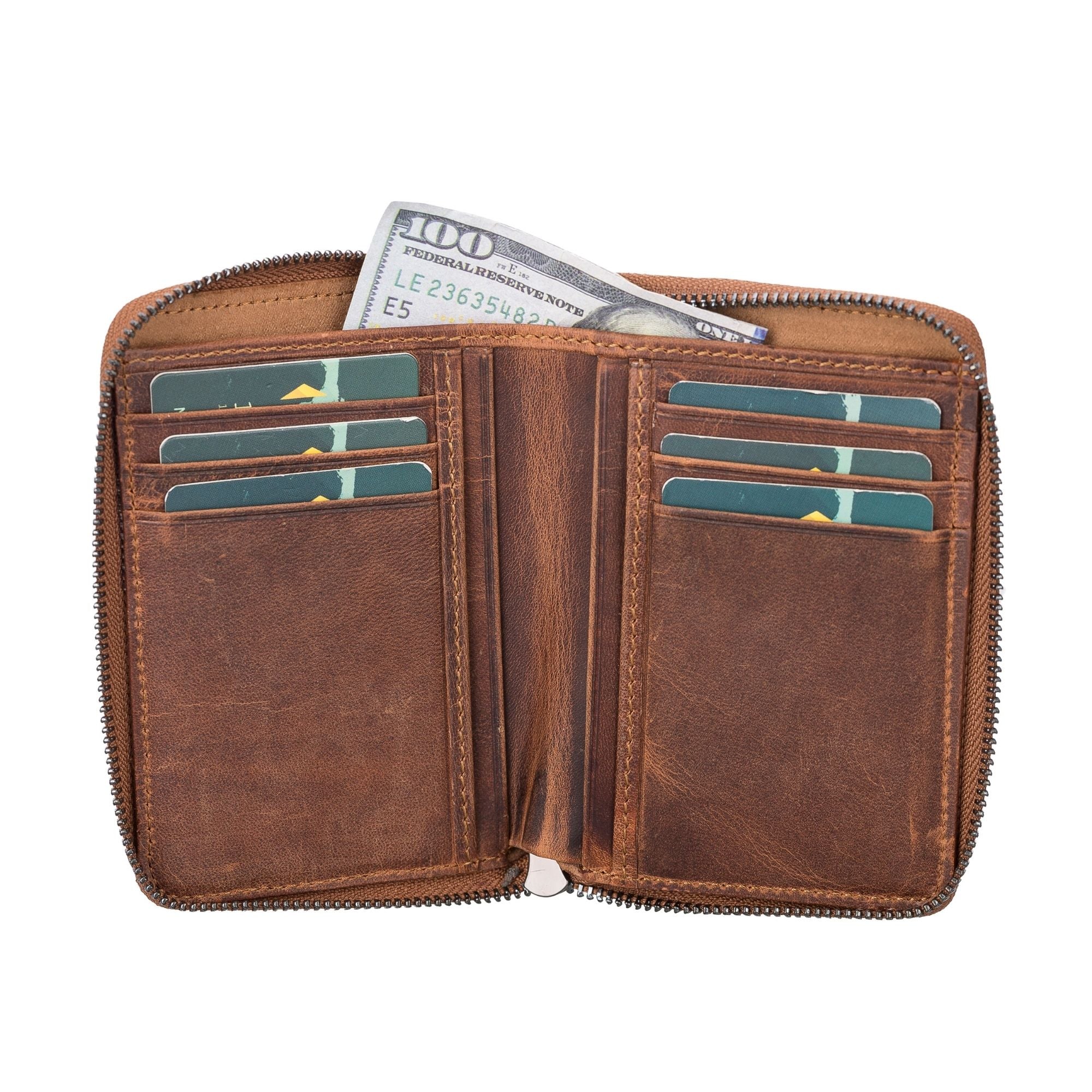 Powell Handmade Unisex Leather Wallet with Zippered Compartment - Image 14