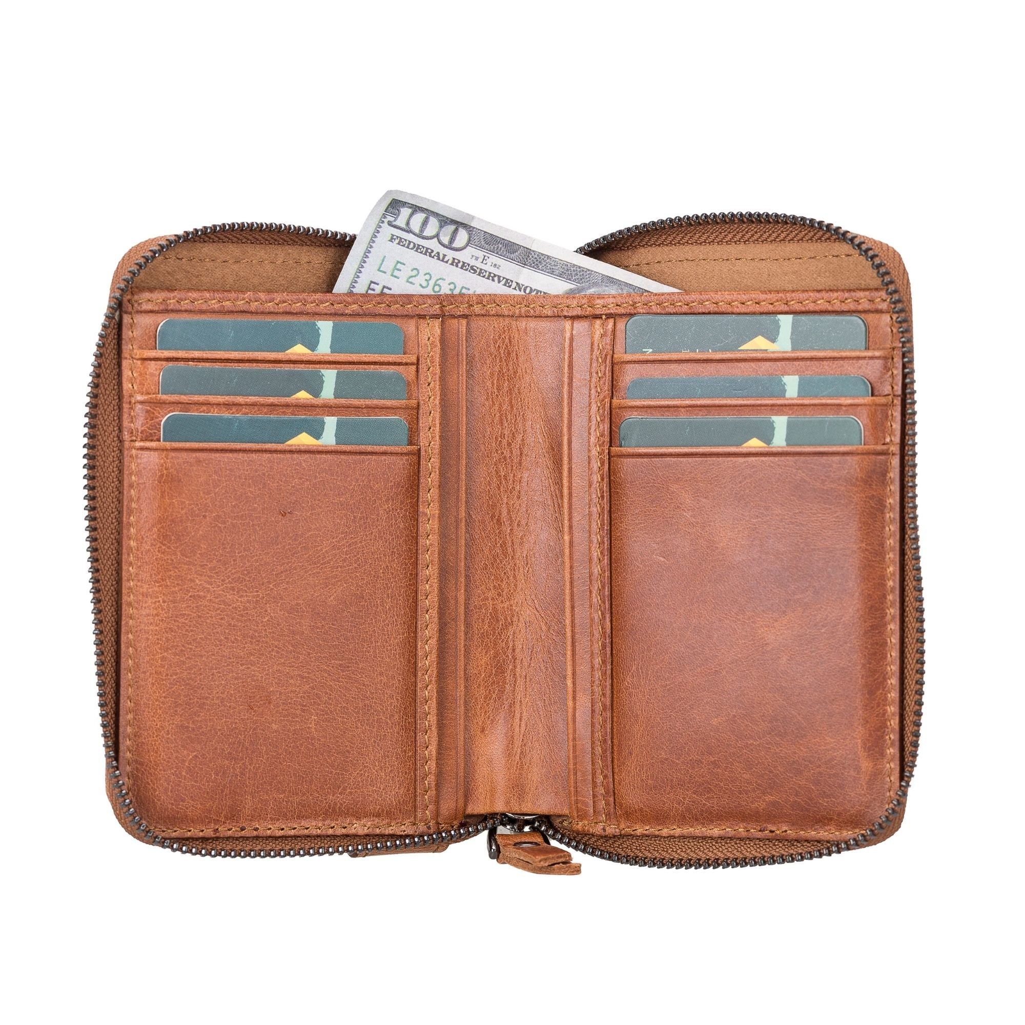 Powell Handmade Unisex Leather Wallet with Zippered Compartment - Image 2