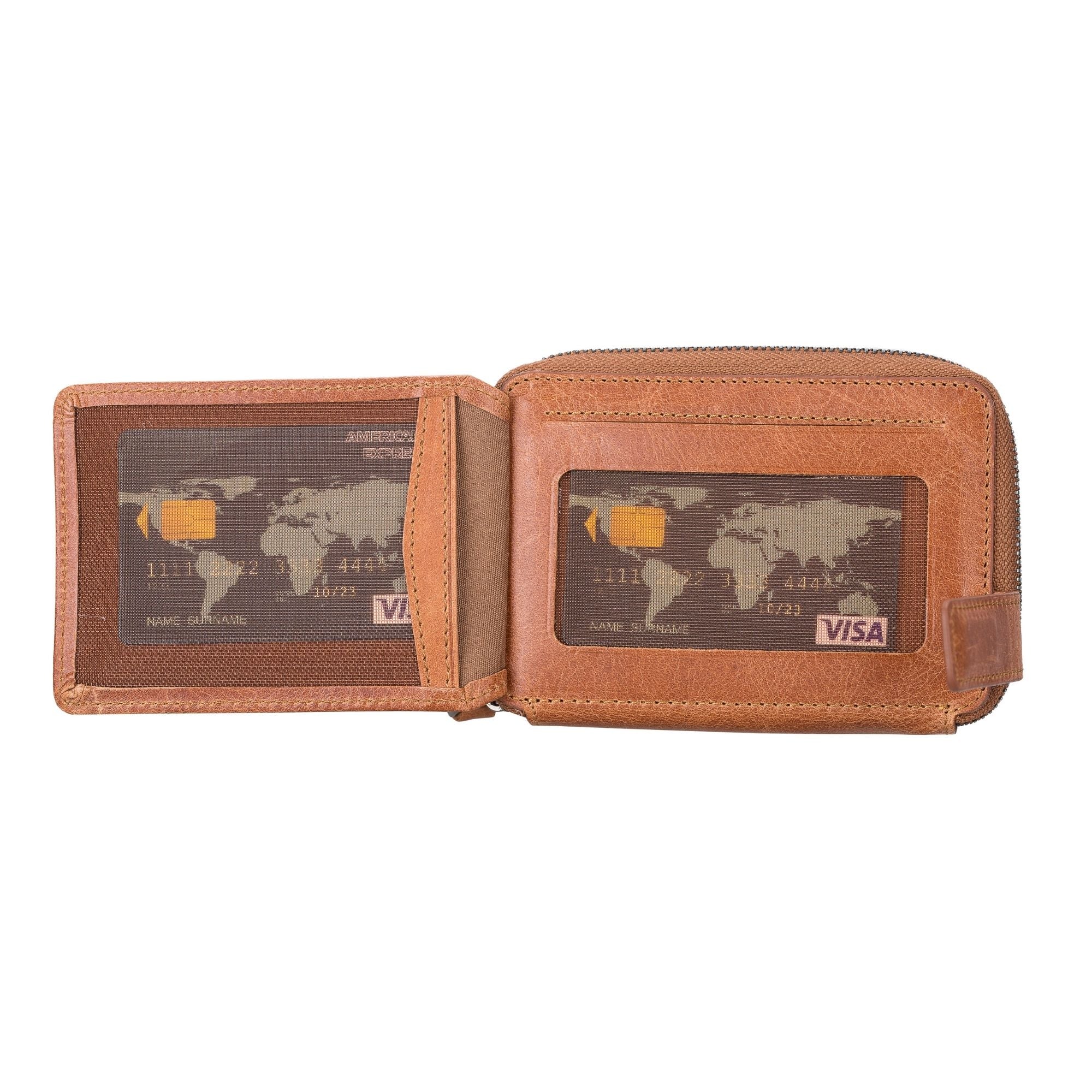Powell Handmade Unisex Leather Wallet with Zippered Compartment - Image 3