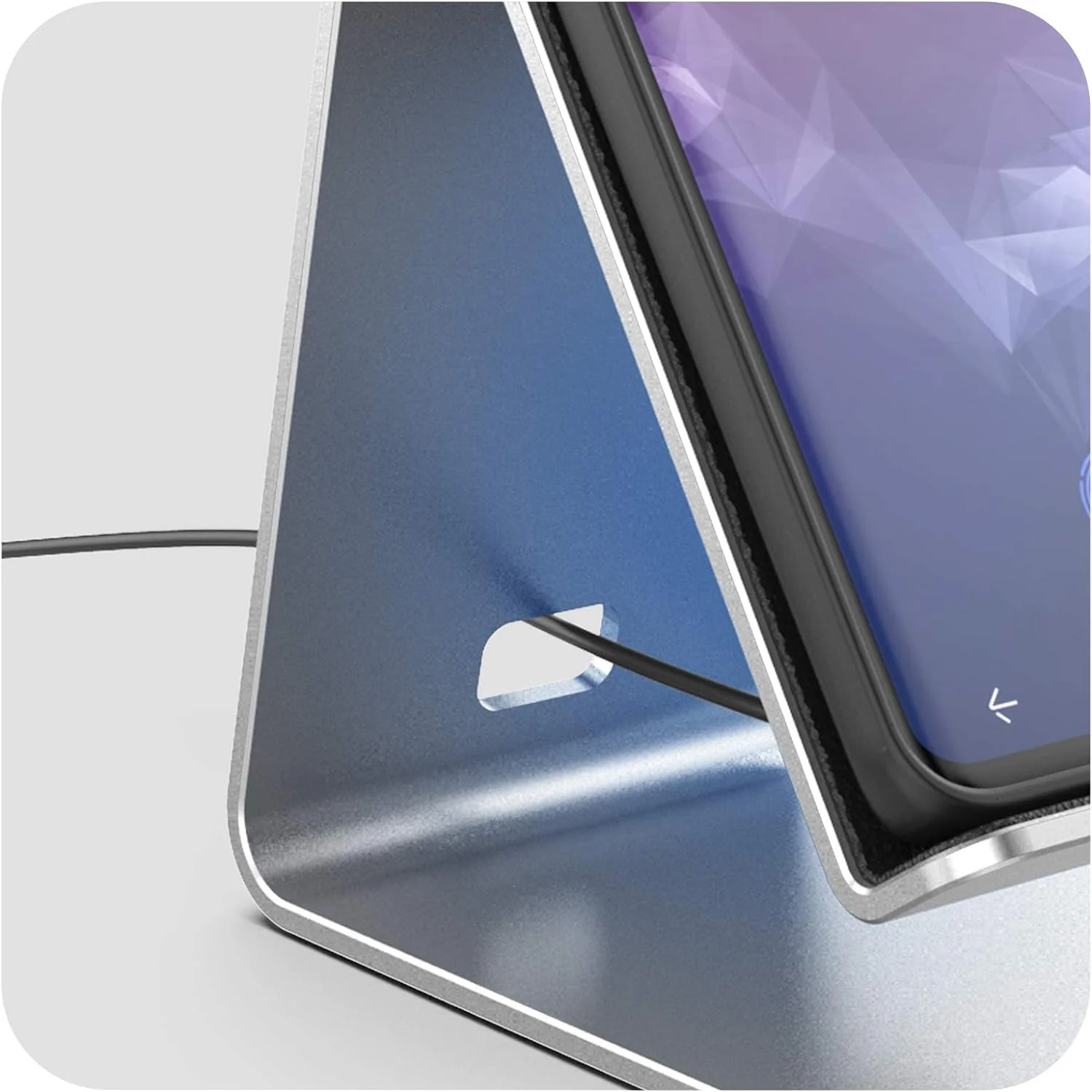 PowerStand Wireless Charging Stand with Dimmable LED Backlights - Desktop Charger for iPhone, Android and Galaxy Phone Models (Aluminum Silver) - Image 2