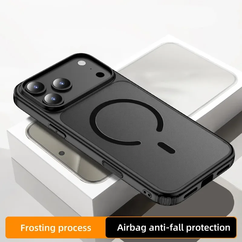 Premium Magnetic Charging Frosted Shockproof Phone Case for IPhone 17 Air 16 15 14 Plus Pro Max Skin Feeling Rugged Armor Cover - Image 3