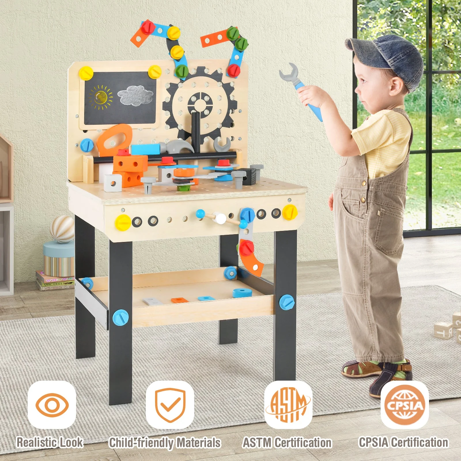 Pretend Play Workbench with Tools Set and Realistic Accessories - Image 5