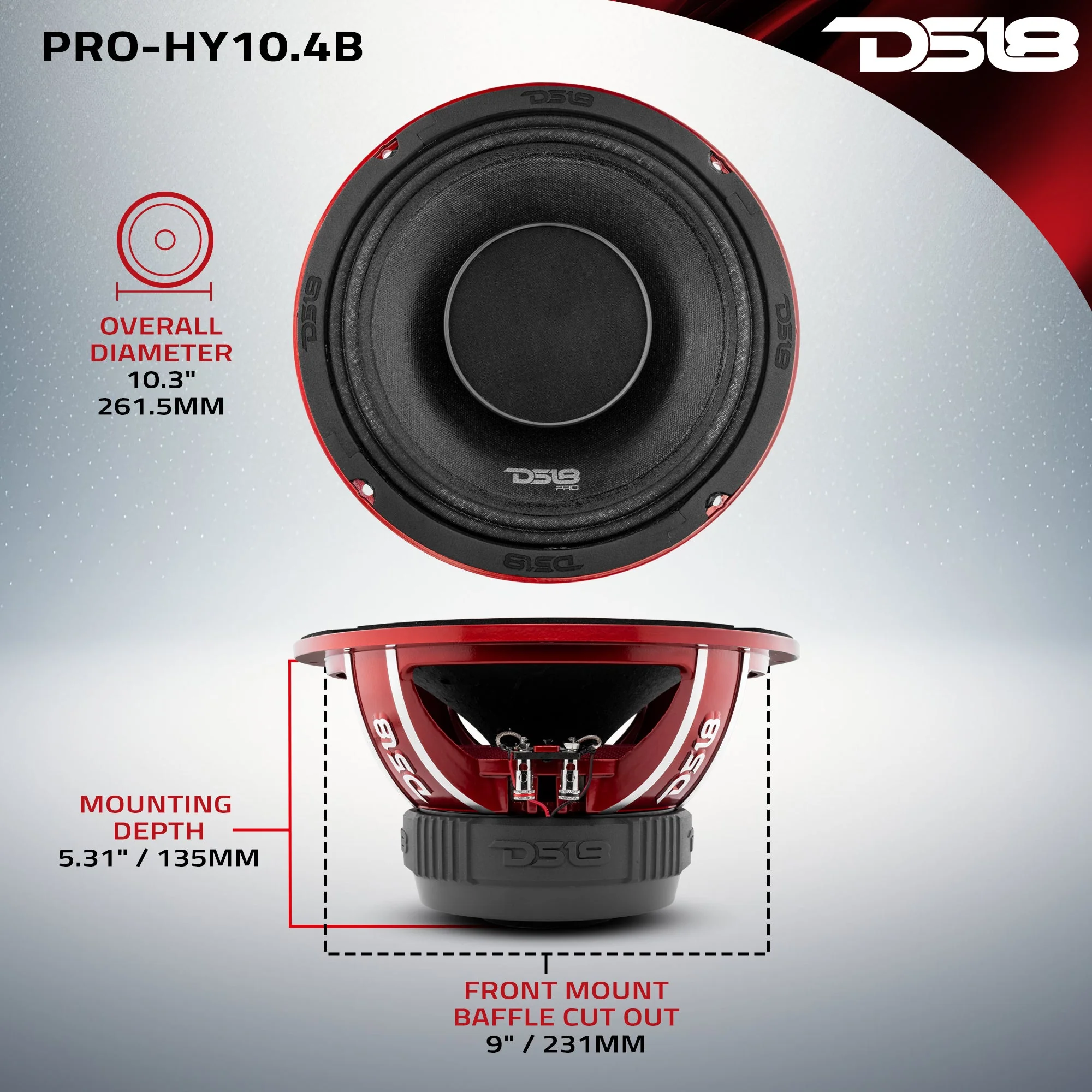 PRO 10" Water Resistant Hybrid Mid-Range Loudspeaker with Built-in Driver 350 Watts Rms 4-Ohm - Image 7