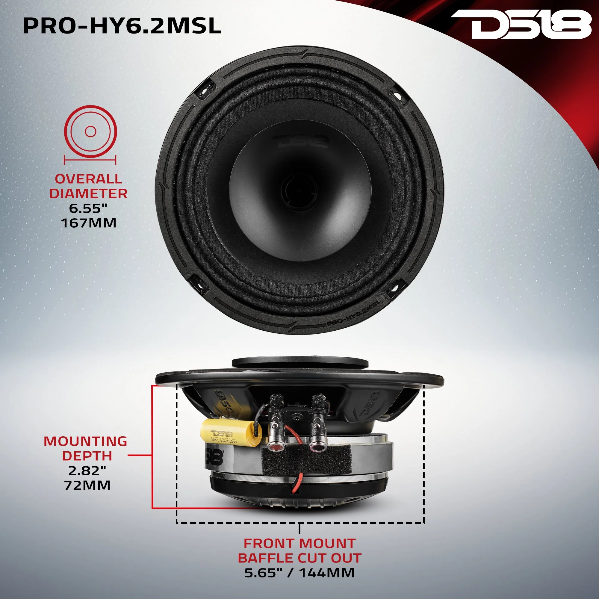 PRO 6.5" Hybrid Slim Loudspeaker with a 1" Compression Driver Horn 150 Watts Rms 2-Ohm - Image 8
