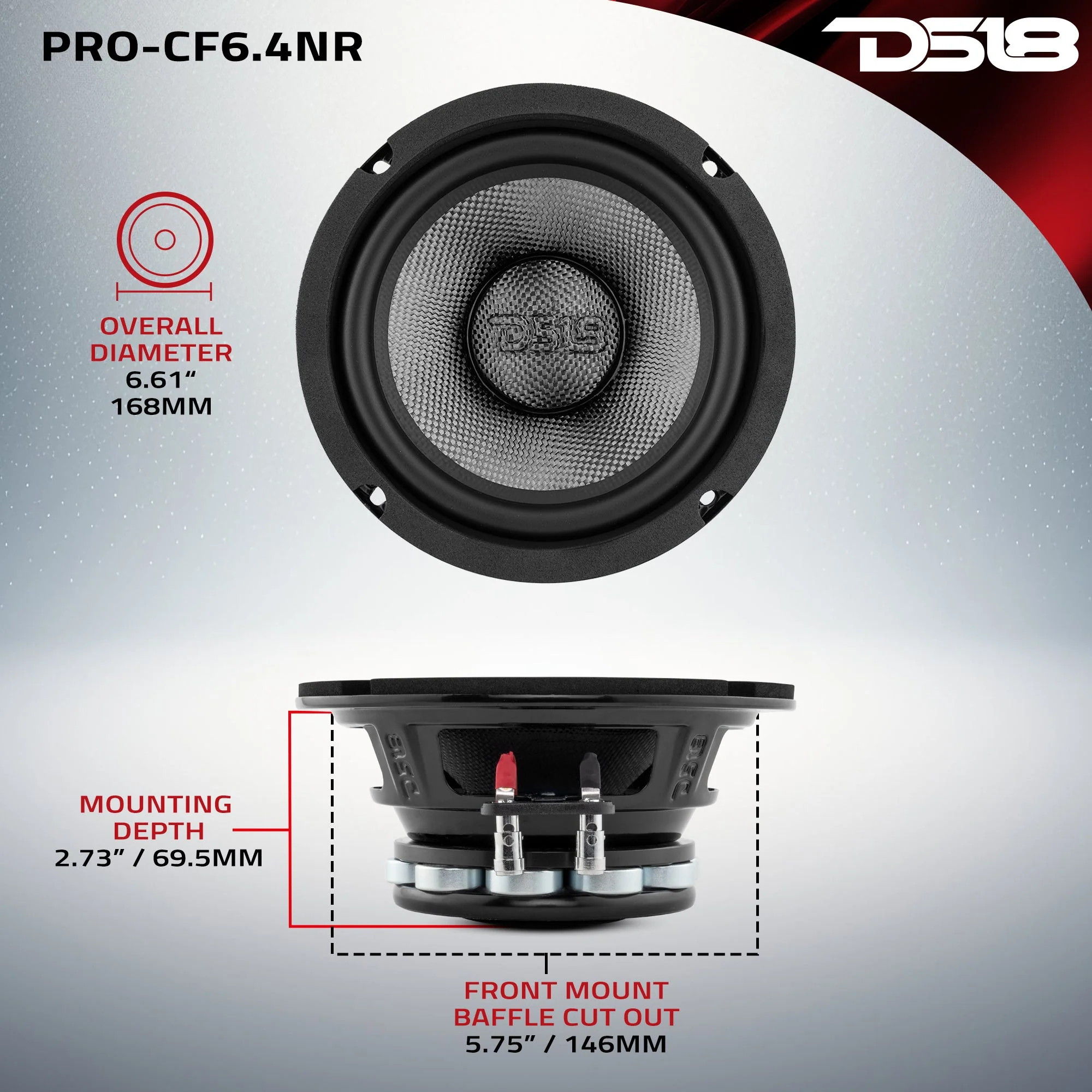 PRO 6.5" Neodymium Carbon Fiber Water resistant Cone Mid-Bass Loudspeaker 250 Watts Rms 4-Ohm - Image 7