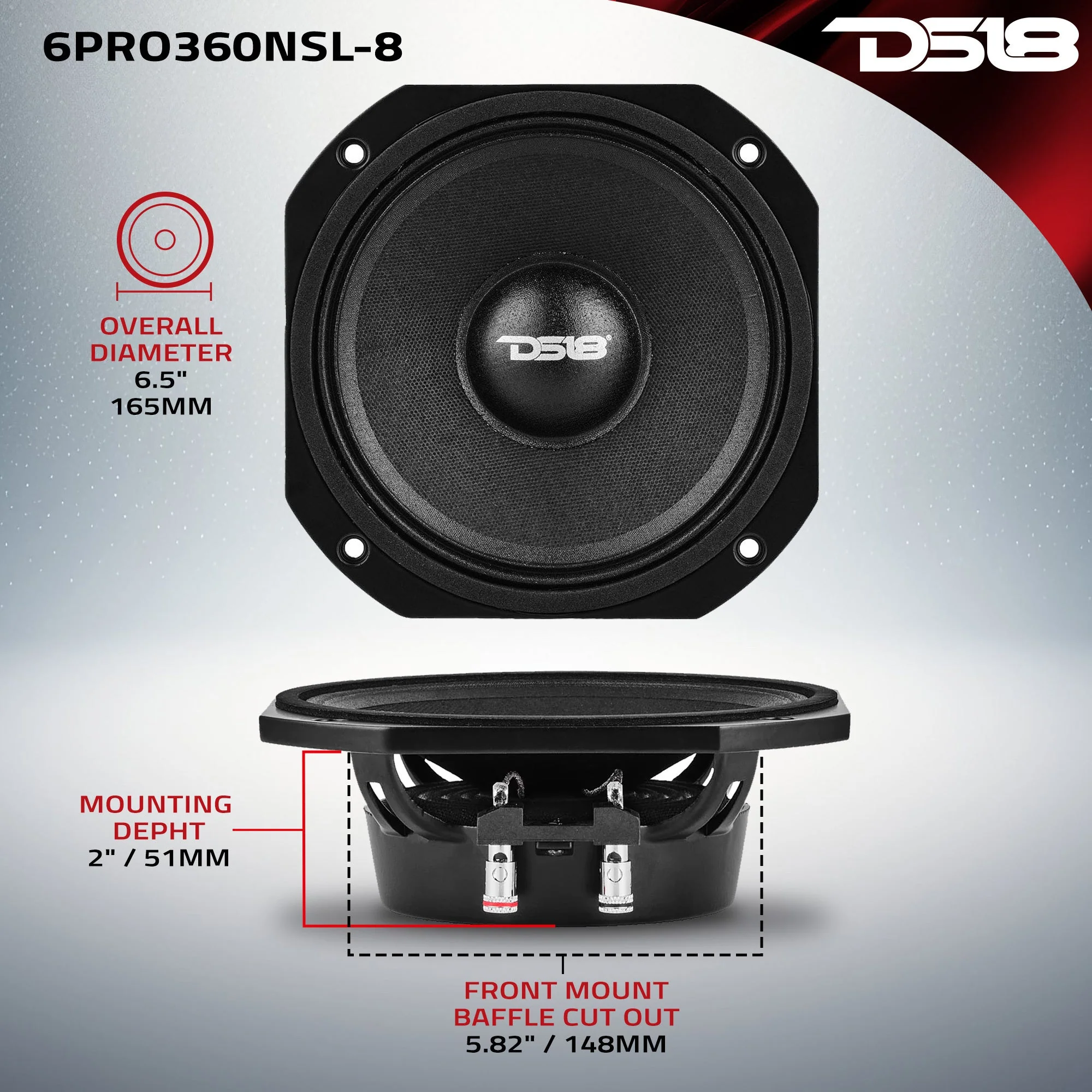 PRO 6.5” Slim Professional Mid-Range Speaker With Neodymium Magnet 180 Watts Rms 8-Ohm - Recommended for Dome and Diffuser Horn (LA) - Image 7