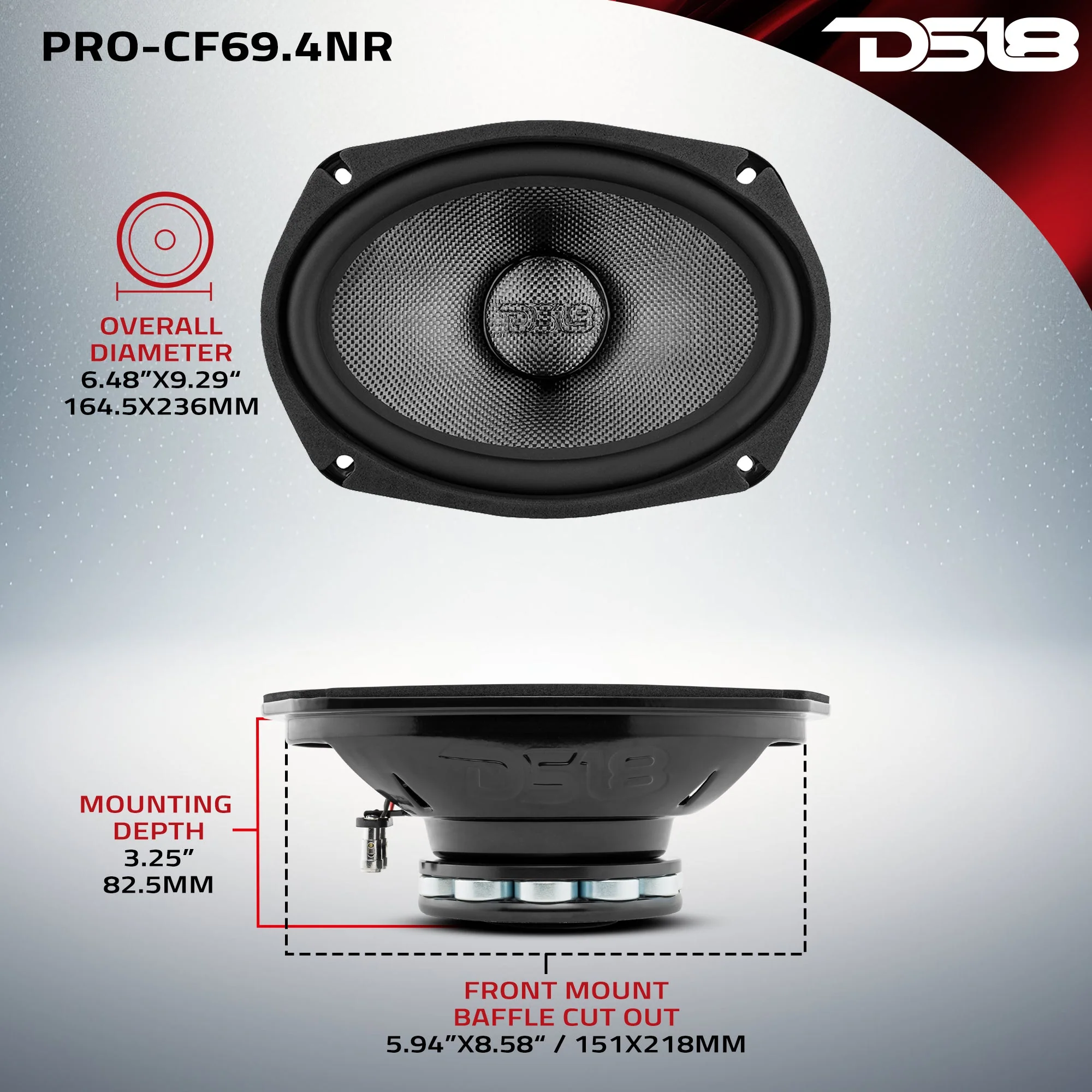 PRO 6x9" Neodymium Carbon Fiber Water resistant Cone Mid-Bass Loudspeaker 300 Watts Rms 4-Ohm - Image 7