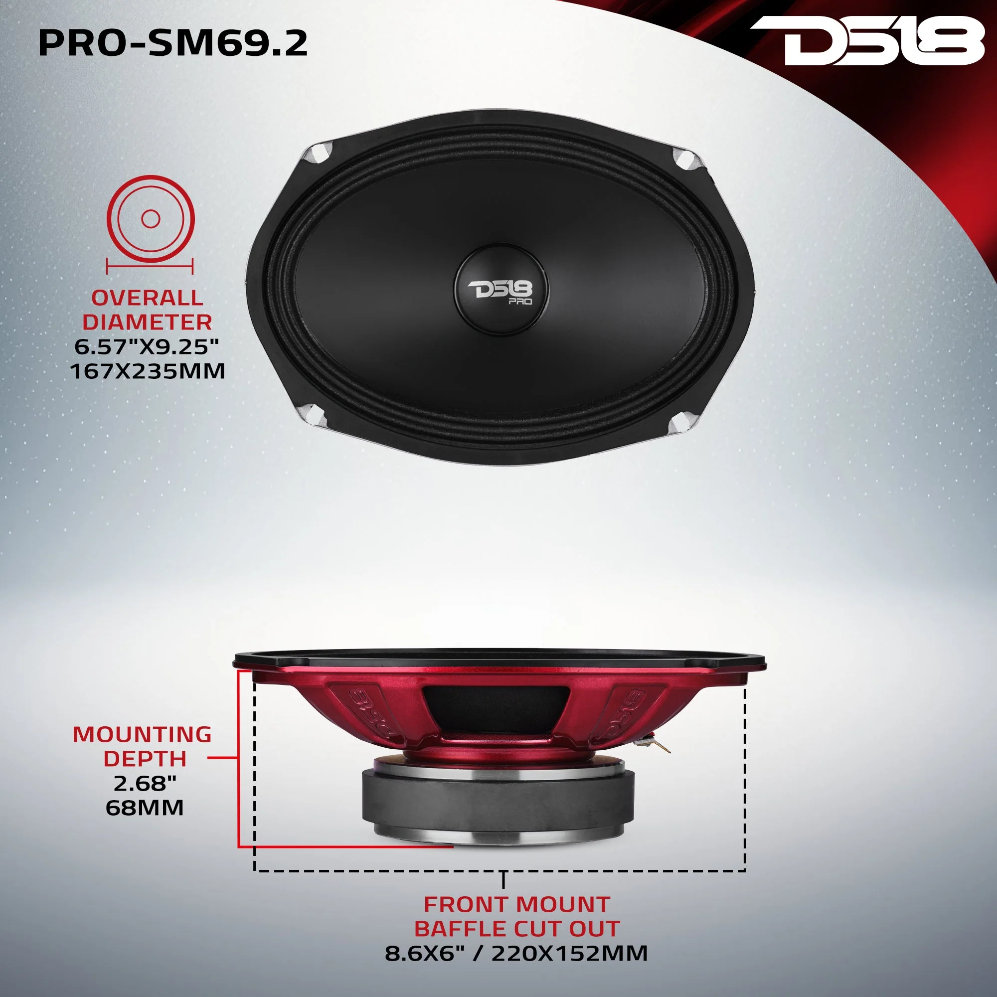 PRO 6x9" Shallow Water resistant Mid-Range Loudspeaker 250W RMS 2-Ohm - Image 7