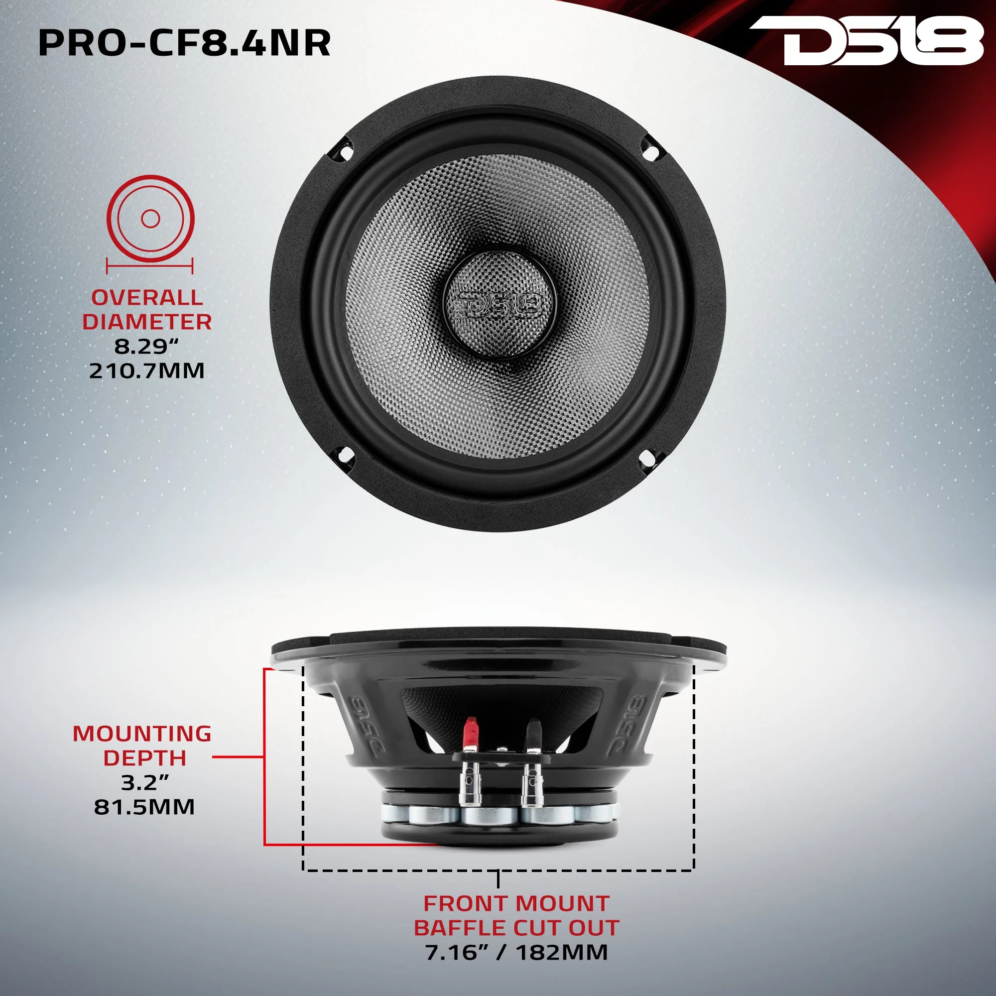 PRO 8" Neodymium Carbon Fiber Water resistant Cone Mid-Bass Loudspeaker 300 Watts Rms 4-Ohm - Image 7