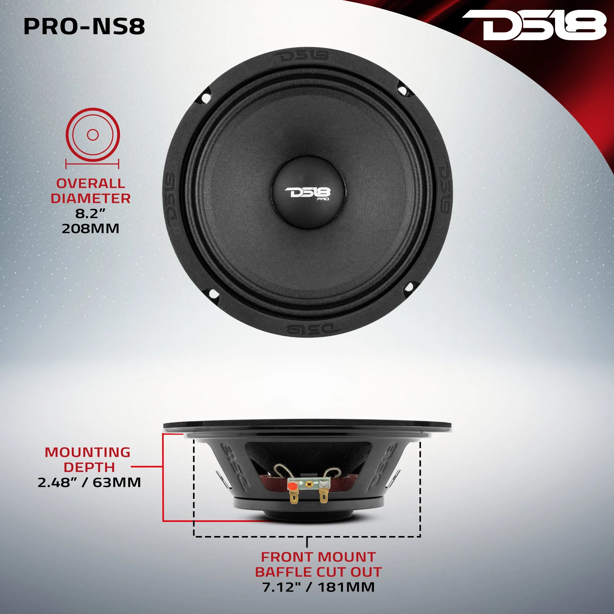 PRO 8" Shallow Neodymium Full-Range Loudspeaker 200 Watts Rms 8-Ohm - Image 7