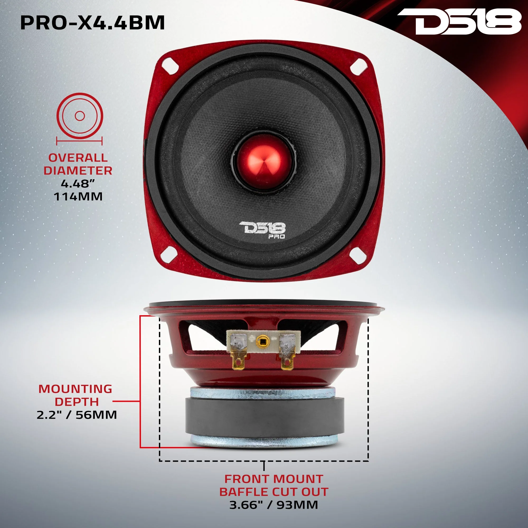 PRO-X 4" Mid-Range Loudspeaker with Bullet | 100W RMS 4-Ohm - Image 7