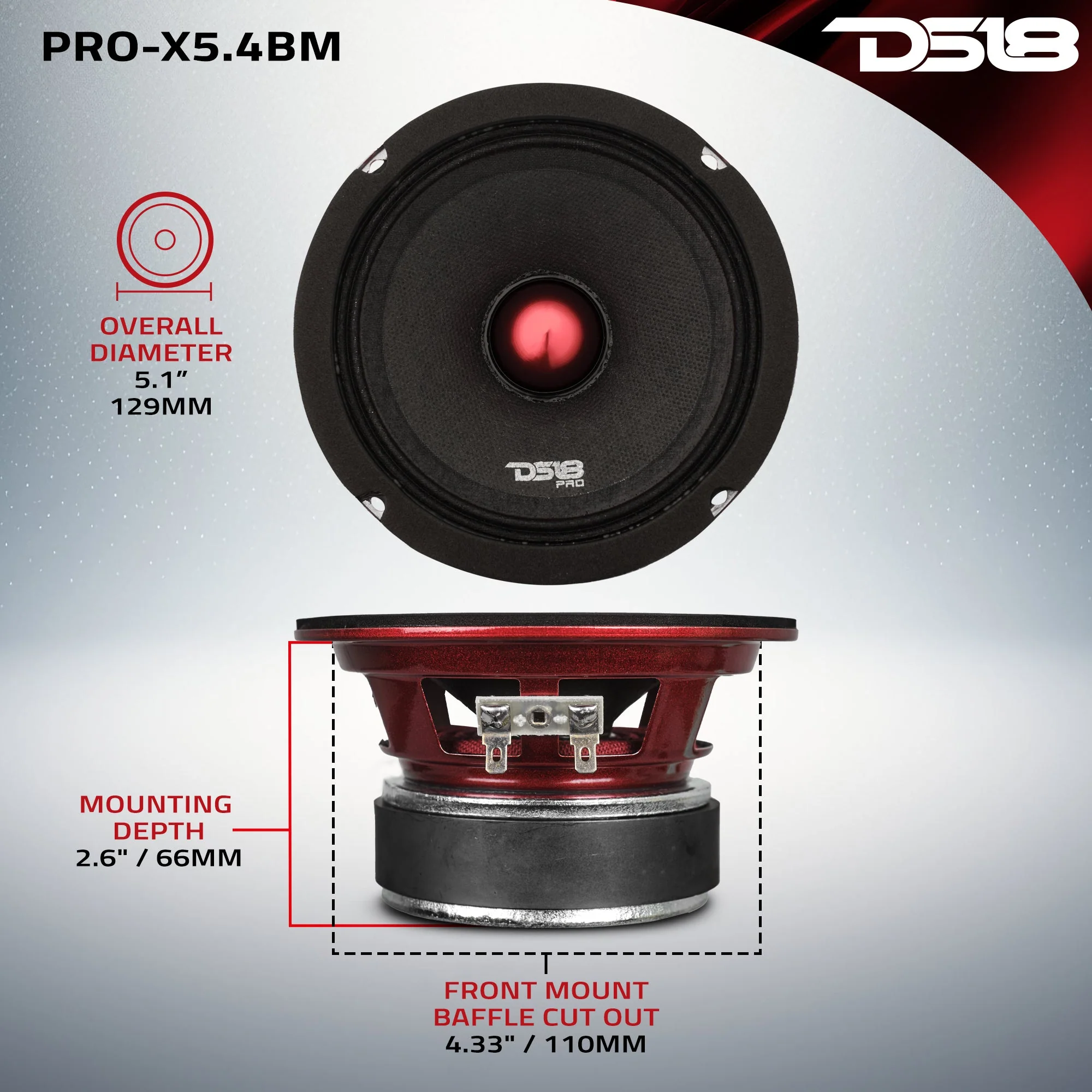 PRO-X 5.25" Mid-Range Loudspeaker with Bullet | 150W RMS 4-Ohm - Image 7