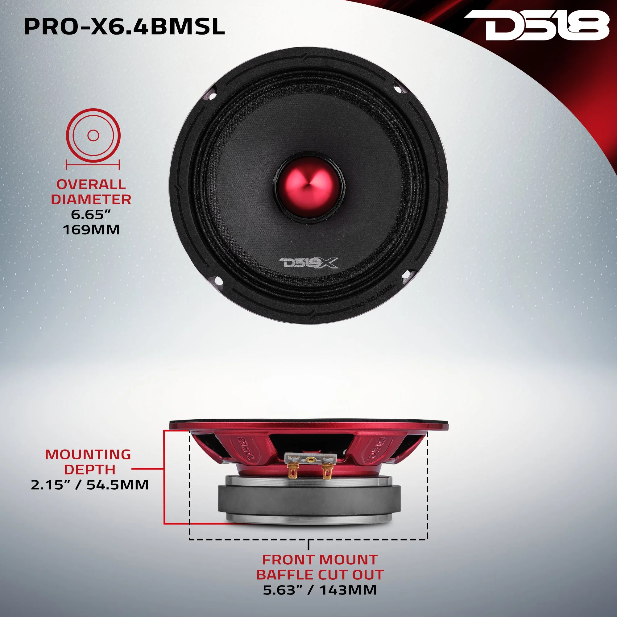 PRO-X 6.5" Shallow Mid-Range Bullet Loudspeaker 200 Watts Rms 4-Ohm - Image 7