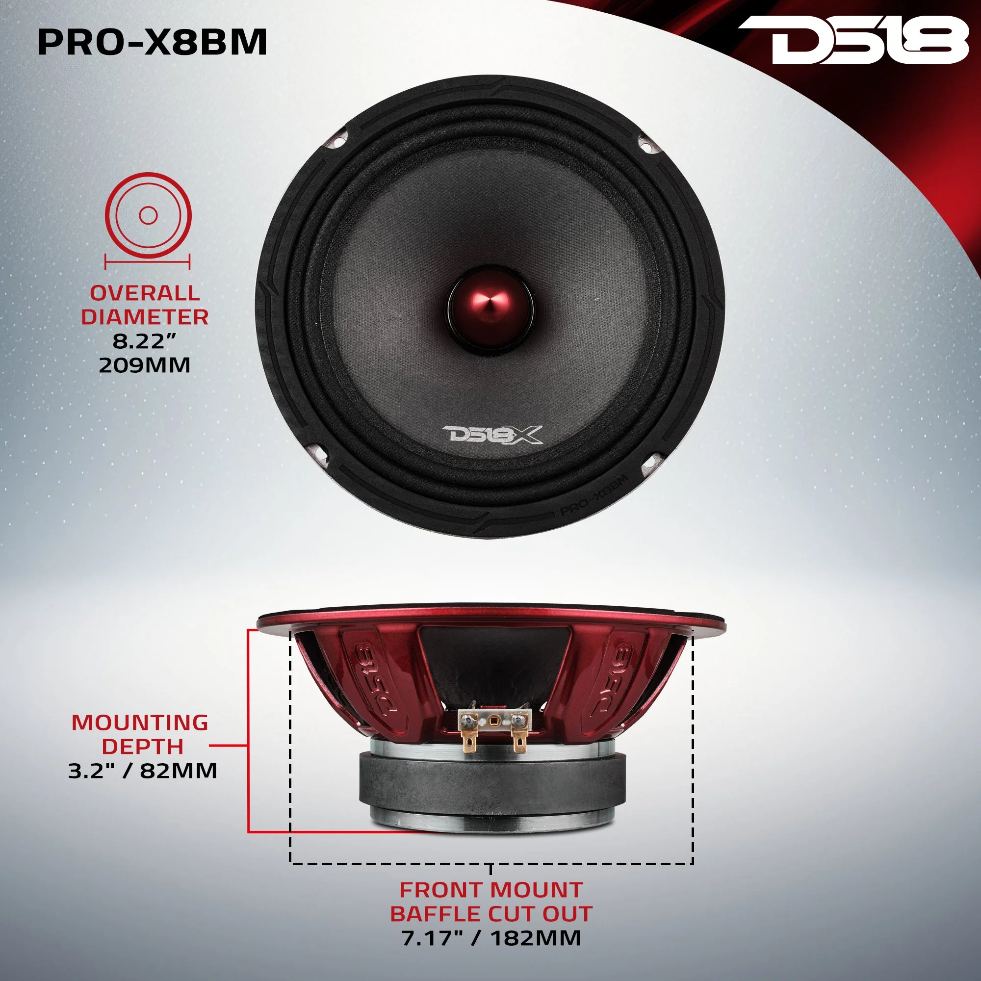 PRO-X 8" Mid-Range Bullet Loudspeaker | 275W RMS 8-Ohm - Image 7