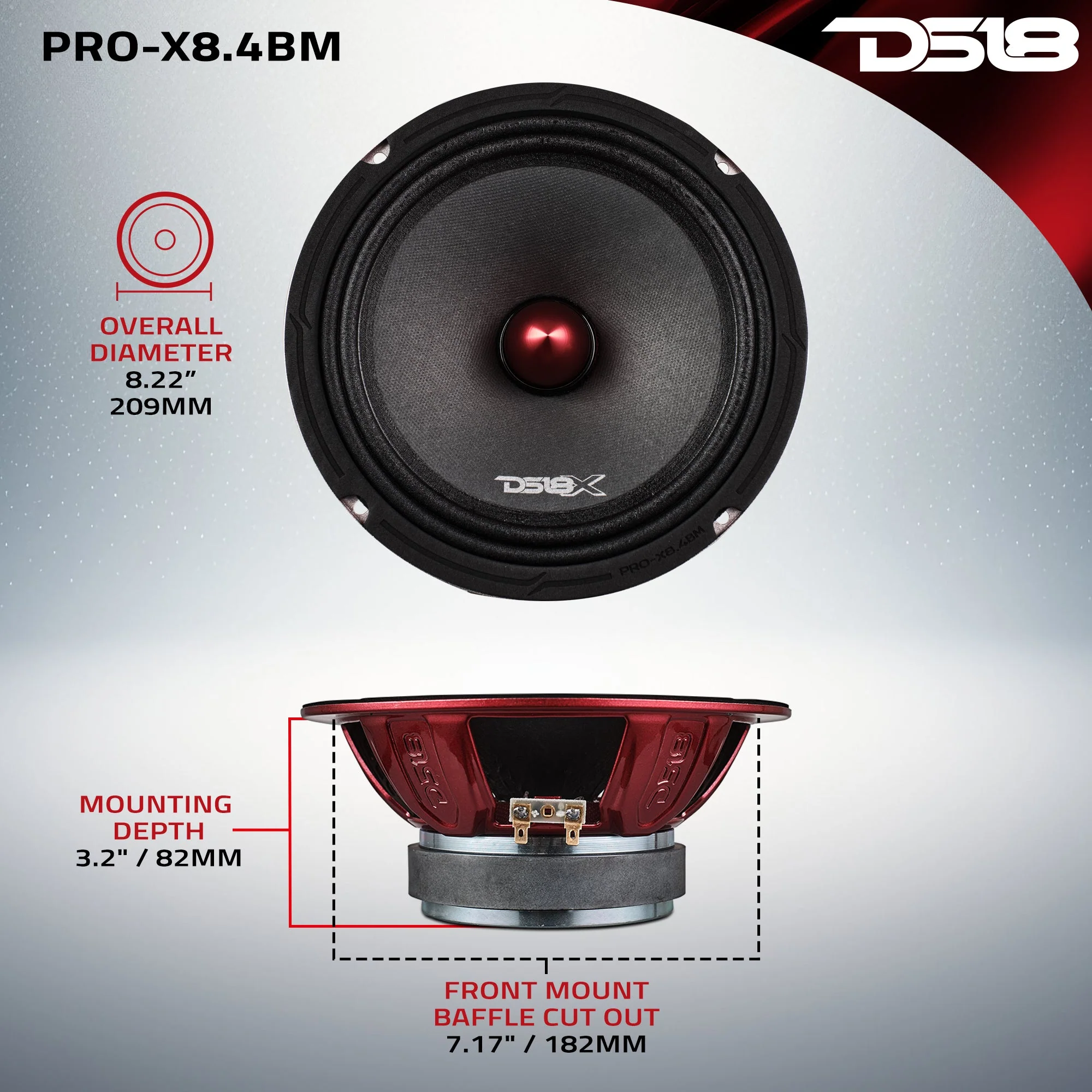 PRO-X 8" Mid-Range Loudspeaker with Bullet | 275W RMS 4-Ohm - Image 7