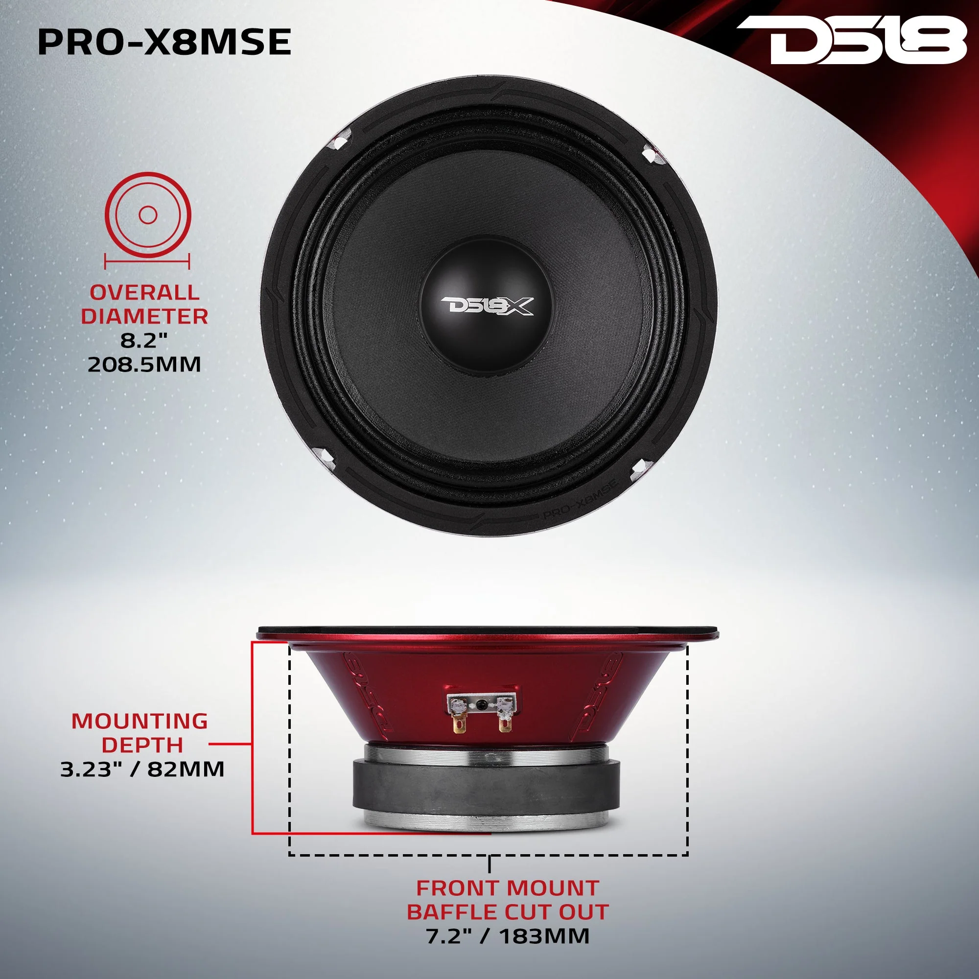 PRO-X 8" Sealed Back Mid-Range Loudspeaker 275 Watts Rms 8-Ohm - Image 7