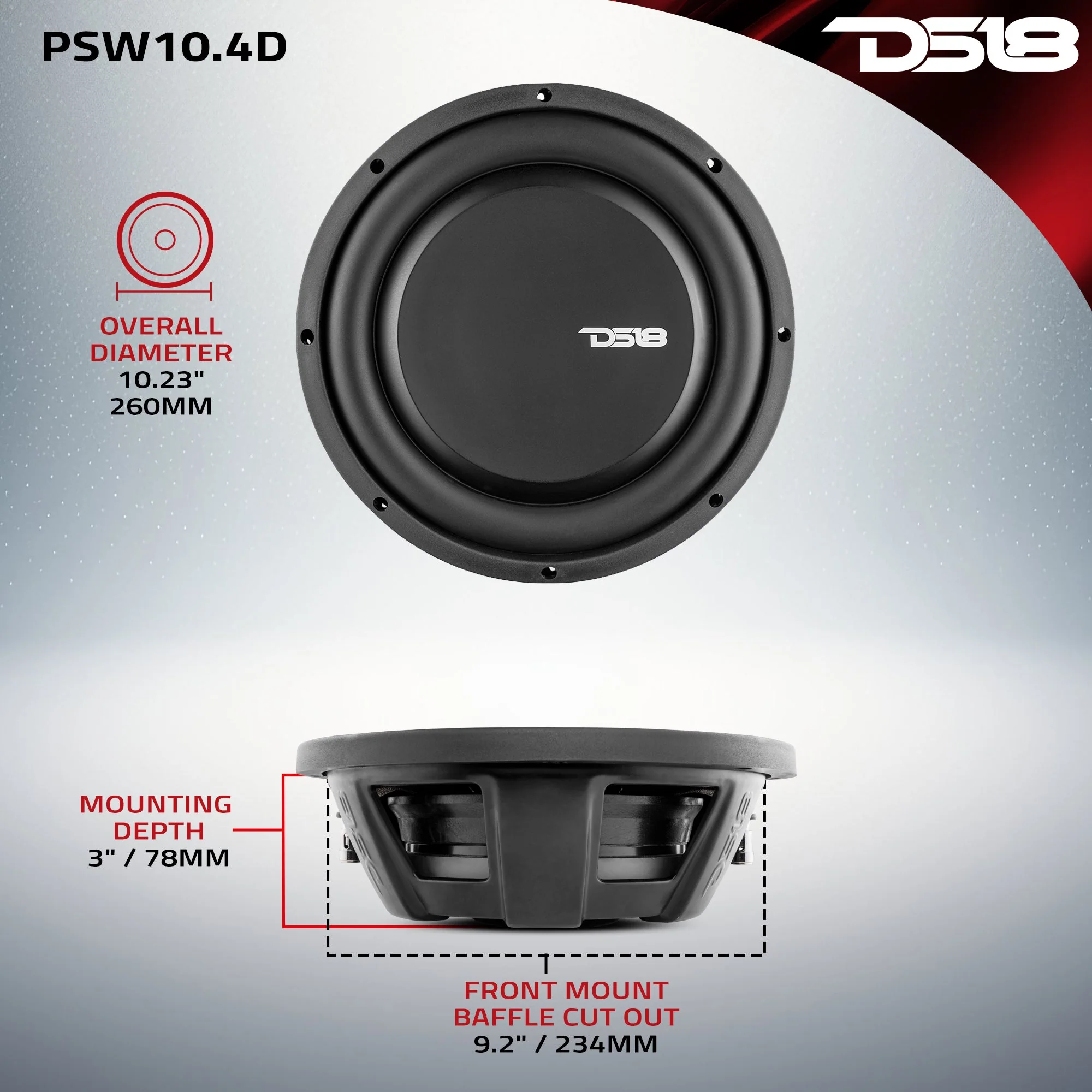 PS Shallow-Mount Water Resistant 10" Subwoofer | 500W RMS DVC 4-Ohm - Image 6