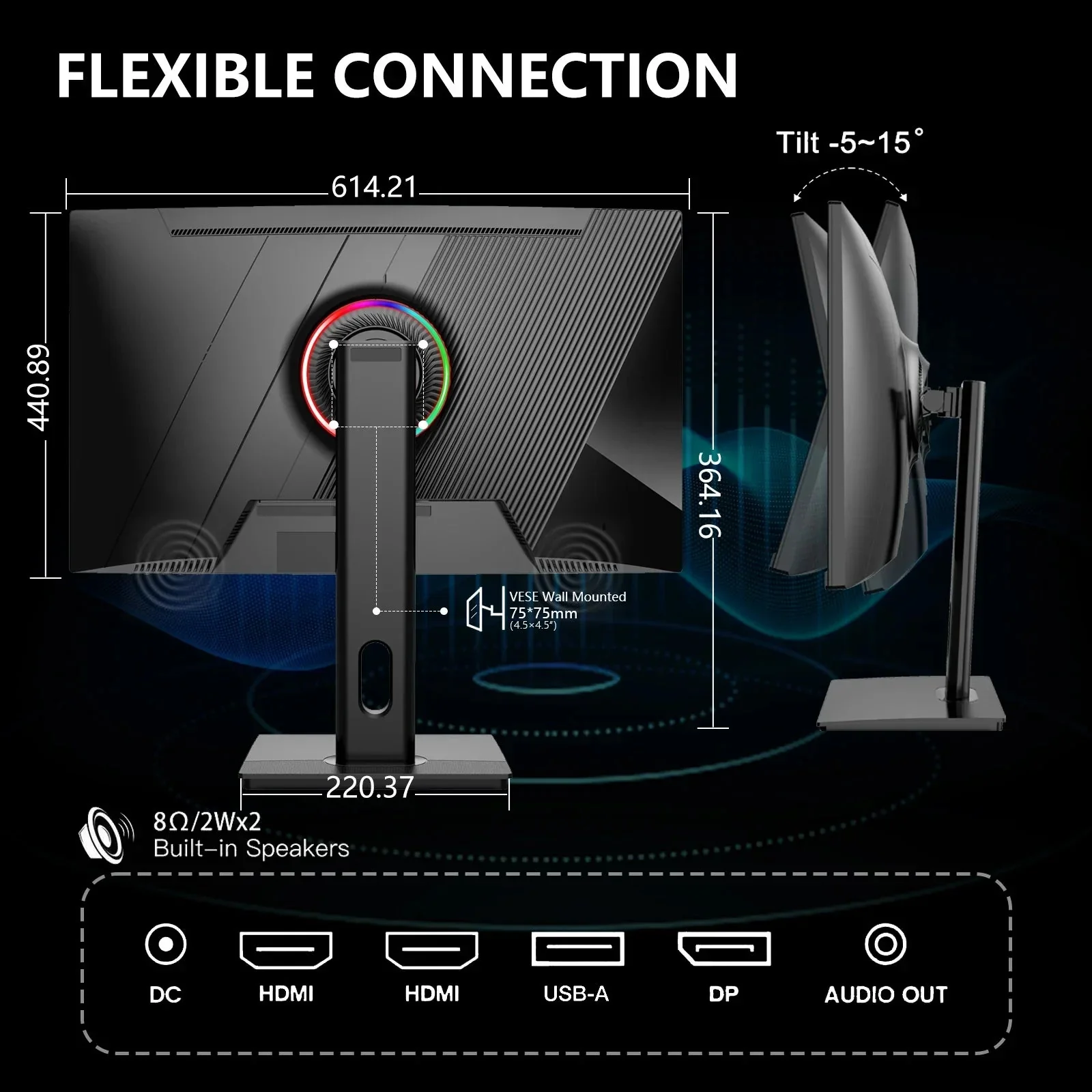 Rehisk 27Inch Curved 180Hz QHD 2K HDR10 Support Gaming Monitor - RE272KV2 - Image 10