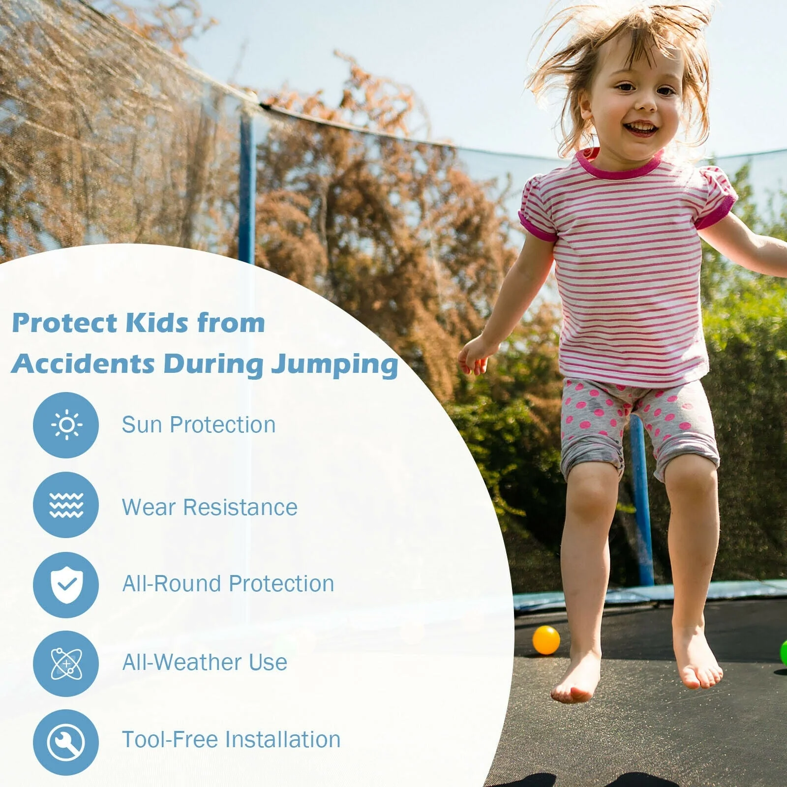 Replacement Weather-Resistant Trampoline Safety Enclosure Net-8 ft - Image 6