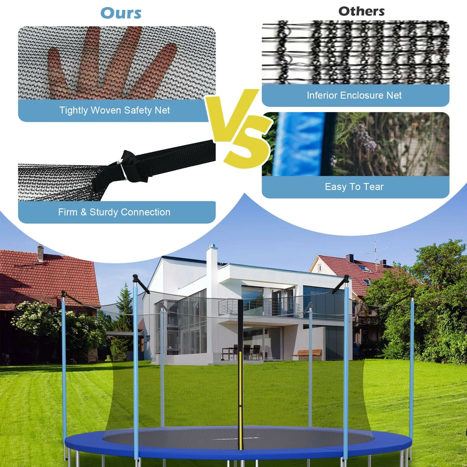 Replacement Weather-Resistant Trampoline Safety Enclosure Net-8 ft - Image 8