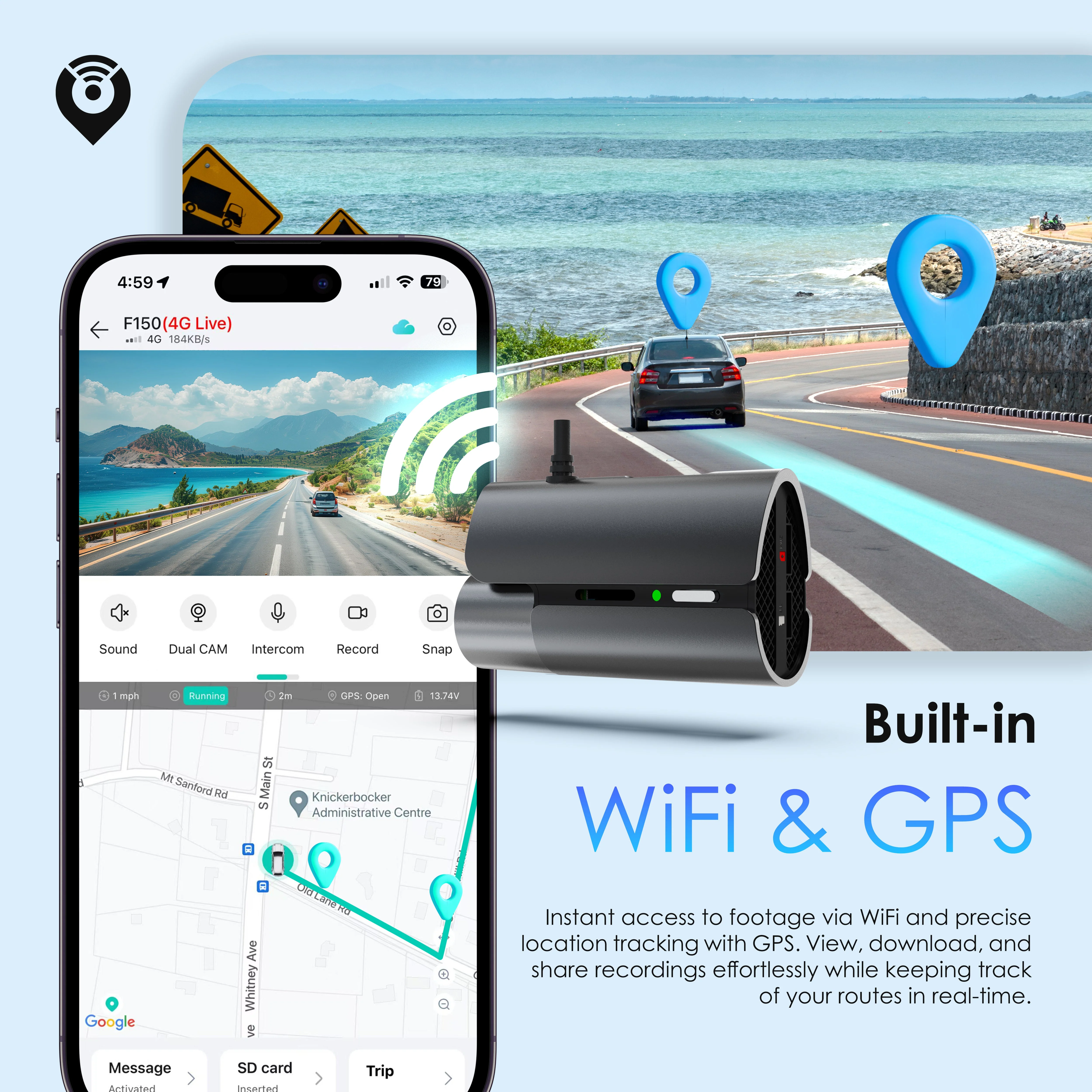 Rexing 4G LTE 2-Channel Dash Cam with GPS – 2.5K Front + 1080p Rear | Real-Time Remote Access & Alerts - Image 5