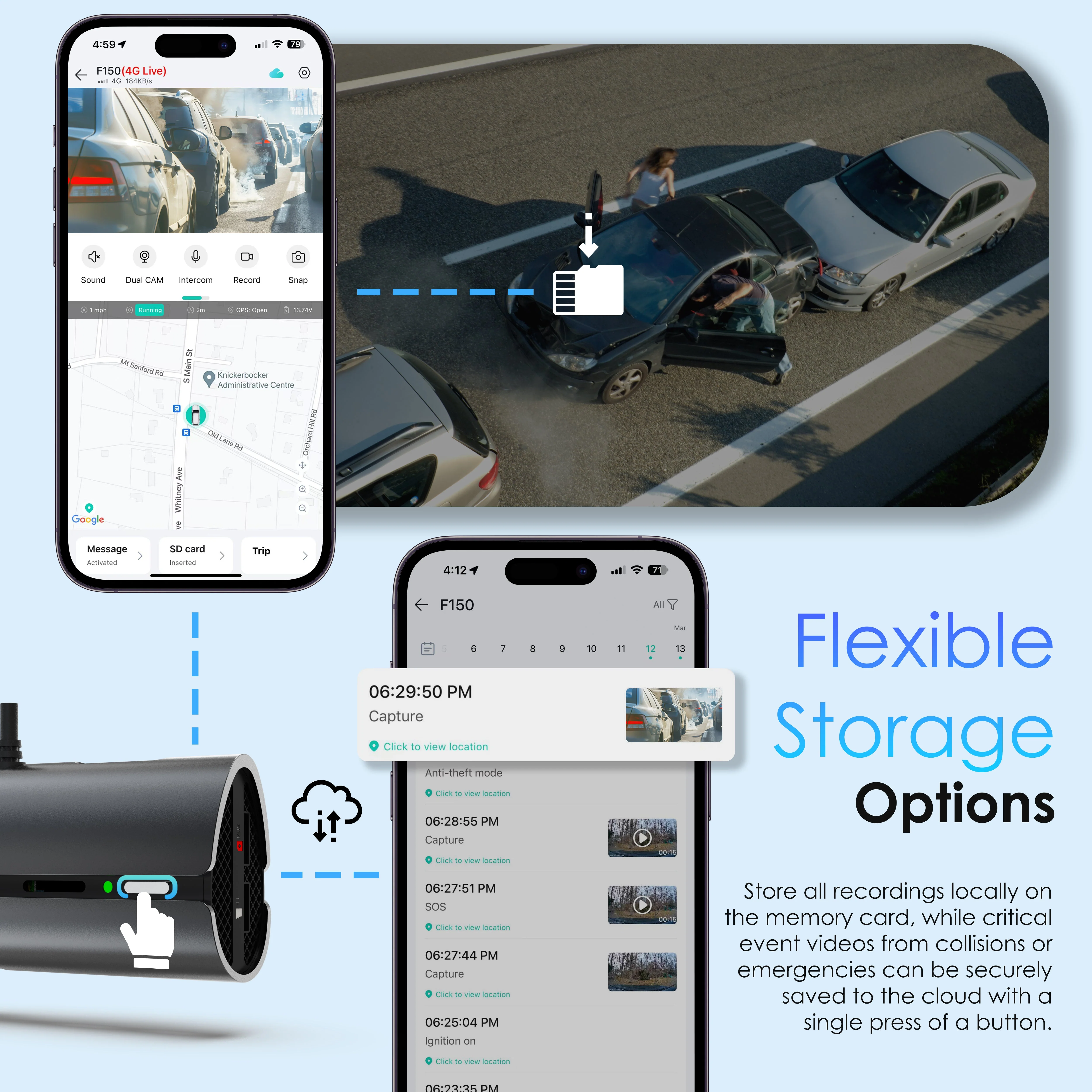 Rexing 4G LTE 2-Channel Dash Cam with GPS – 2.5K Front + 1080p Rear | Real-Time Remote Access & Alerts - Image 7