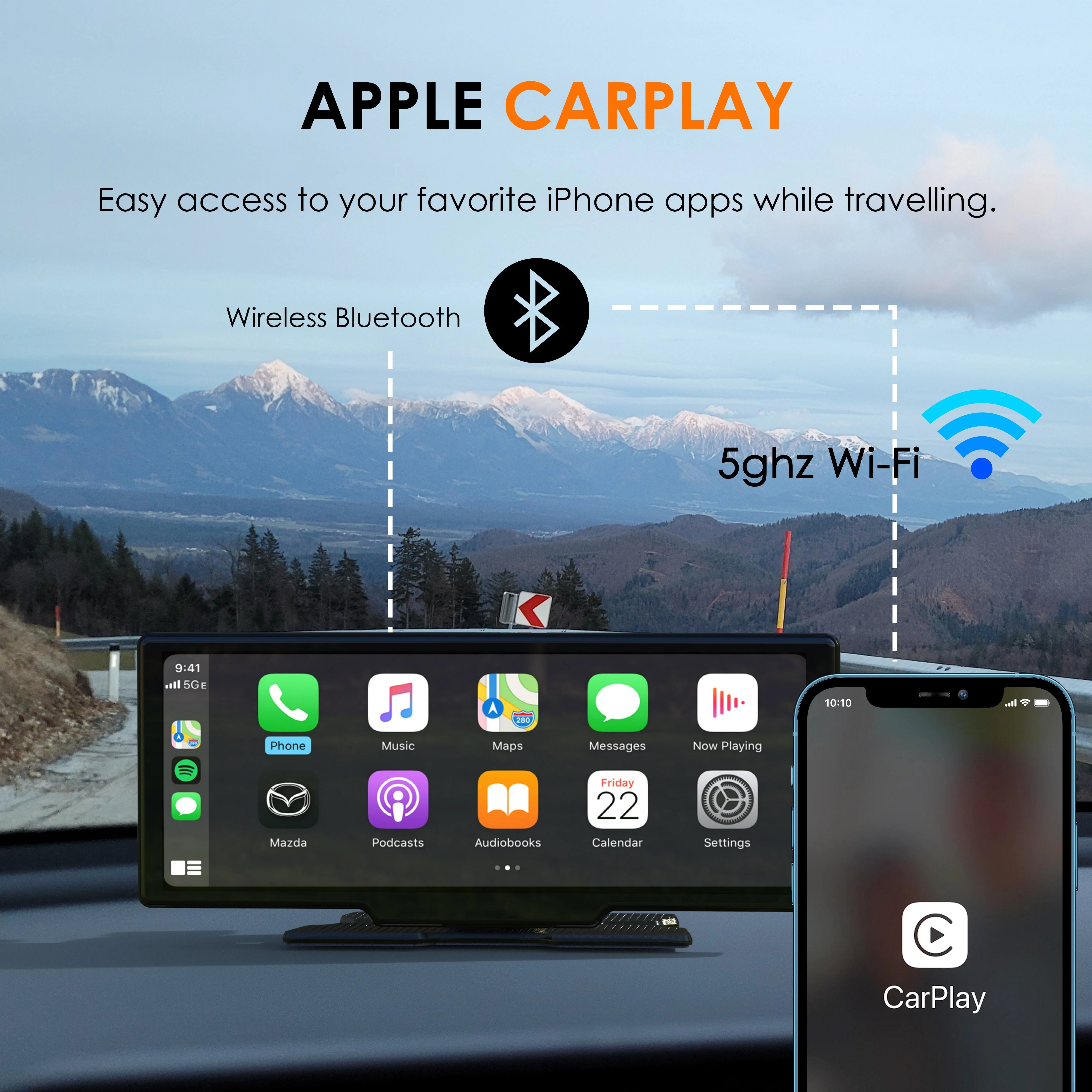 REXING CPDuo Pro – Wireless Apple CarPlay / Android Auto Receiver with 10.26-inch LCD Touchscreen - Image 5