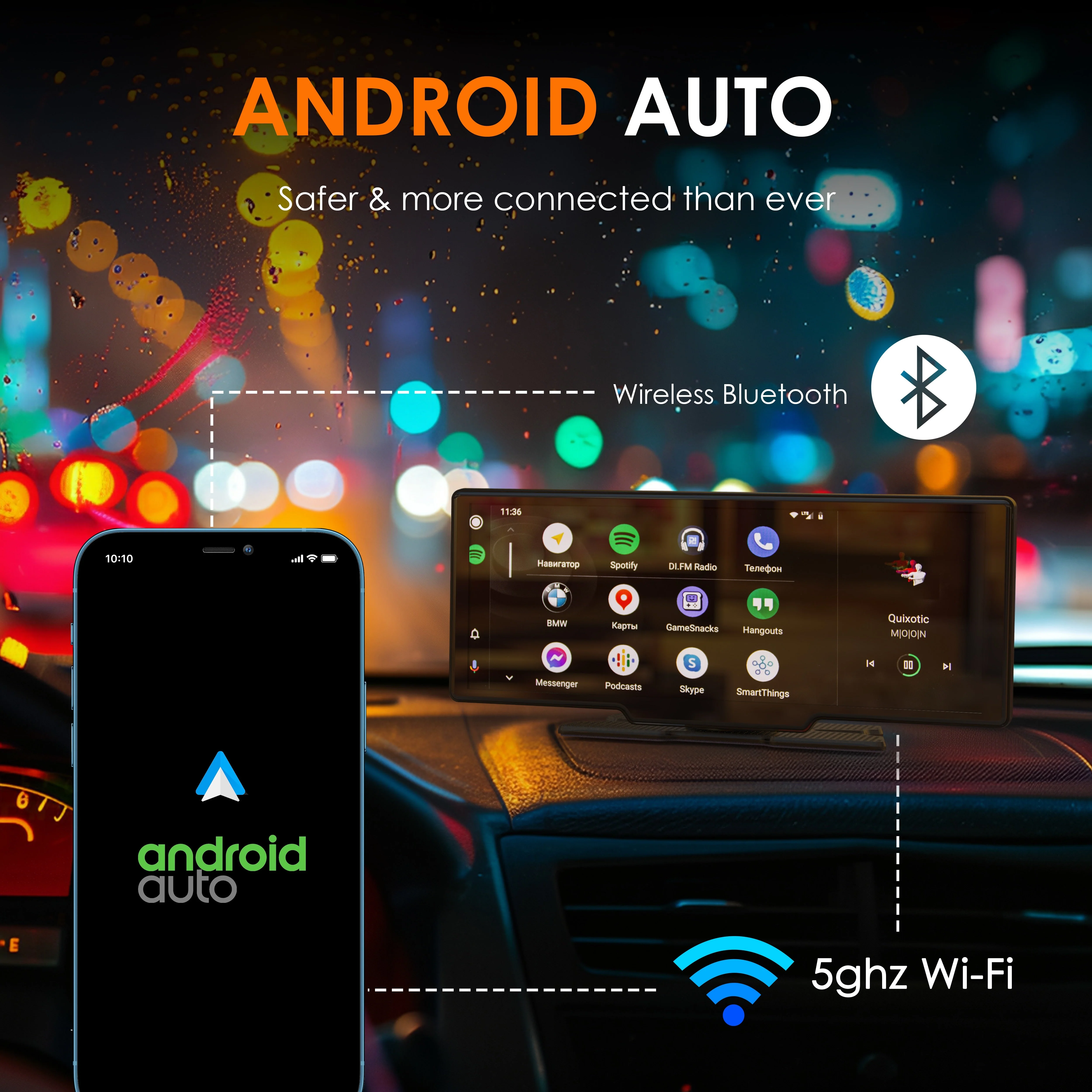 REXING CPDuo Pro – Wireless Apple CarPlay / Android Auto Receiver with 10.26-inch LCD Touchscreen - Image 6