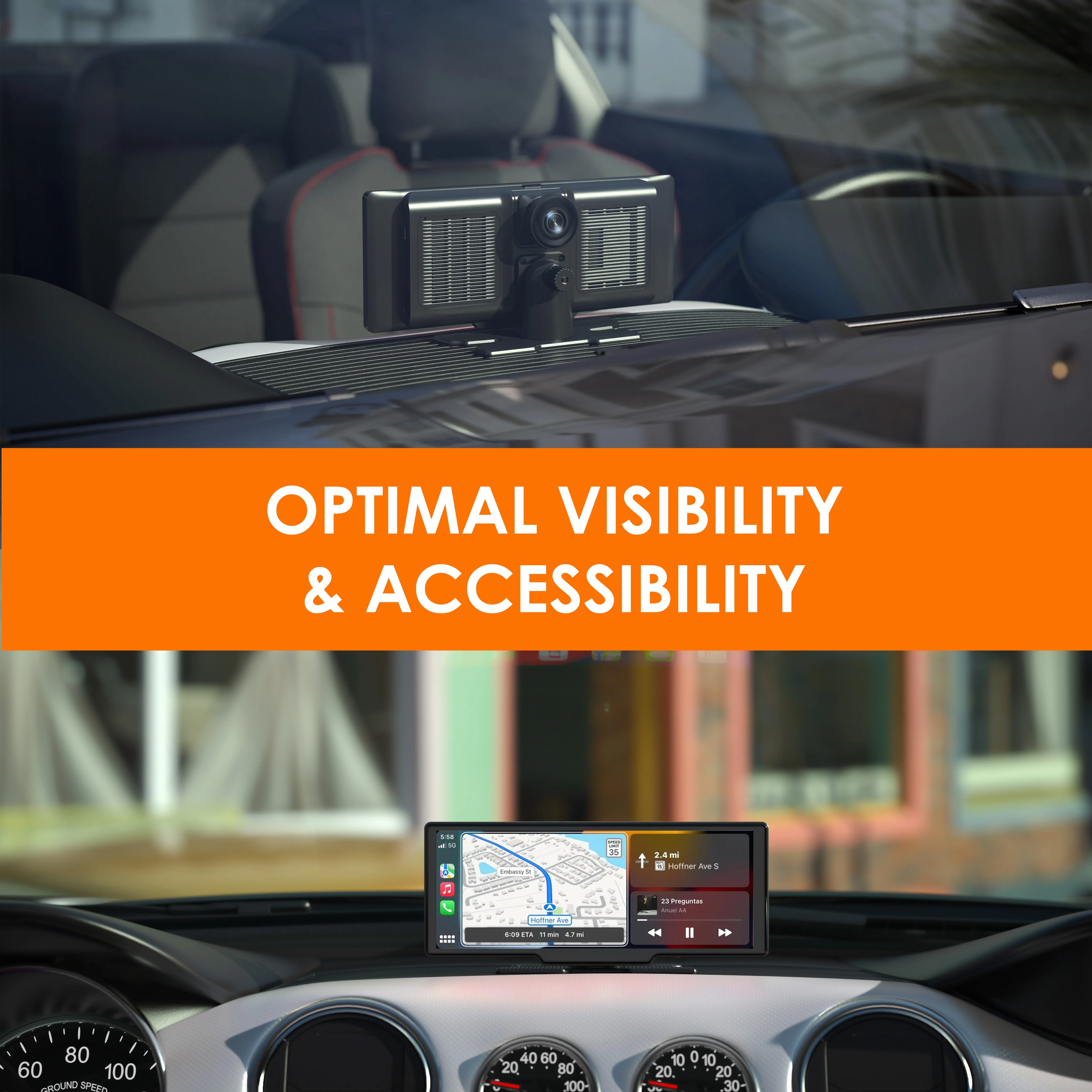REXING CPDuo Pro – Wireless Apple CarPlay / Android Auto Receiver with 10.26-inch LCD Touchscreen - Image 7