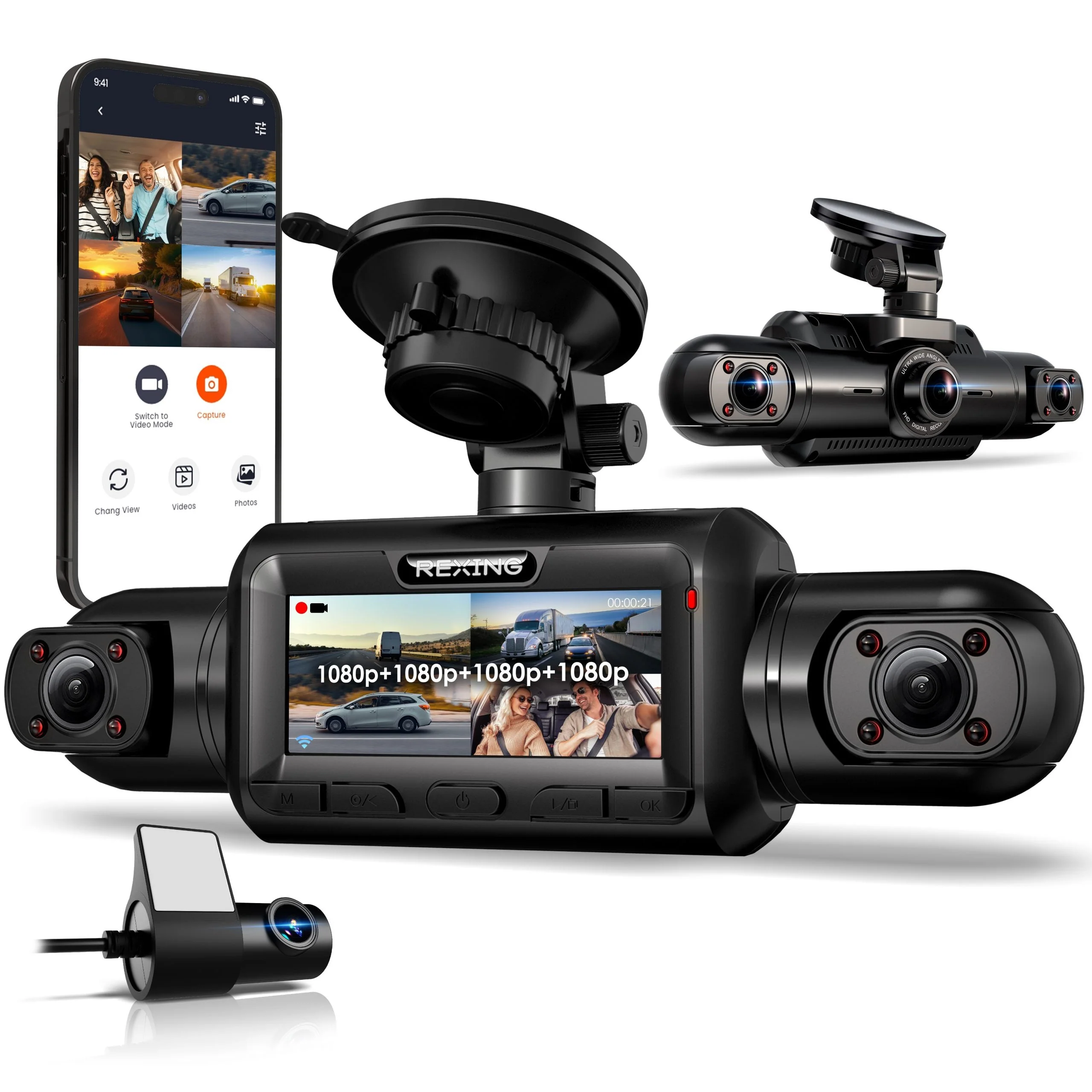 Rexing L4 Series 4-Channel Dash Cams with Ultra-Wide Angle, Wi-Fi, Night Vision, and GPS, App Control, Loop Recording, Collision Sensor - Image 10