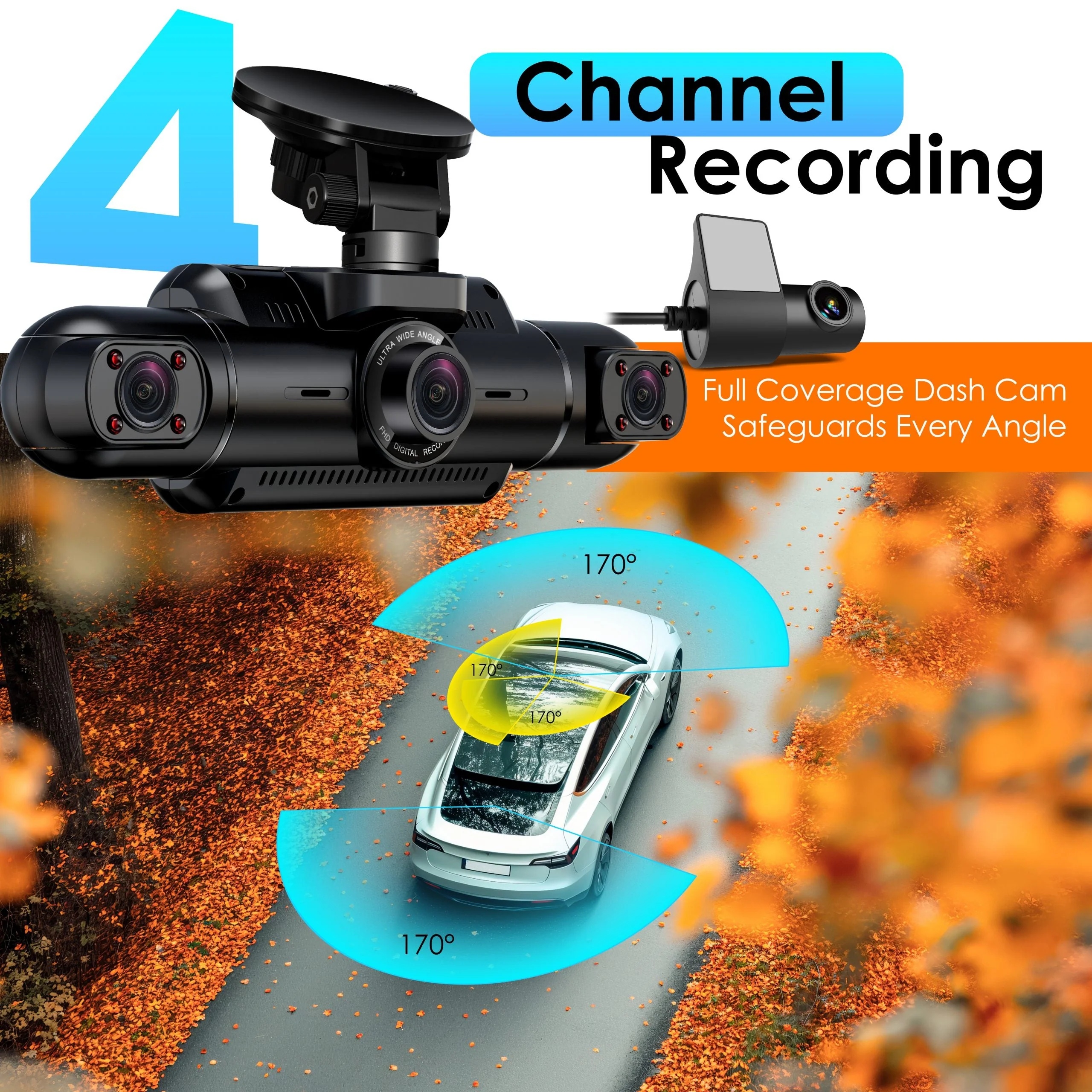 Rexing L4 Series 4-Channel Dash Cams with Ultra-Wide Angle, Wi-Fi, Night Vision, and GPS, App Control, Loop Recording, Collision Sensor - Image 7