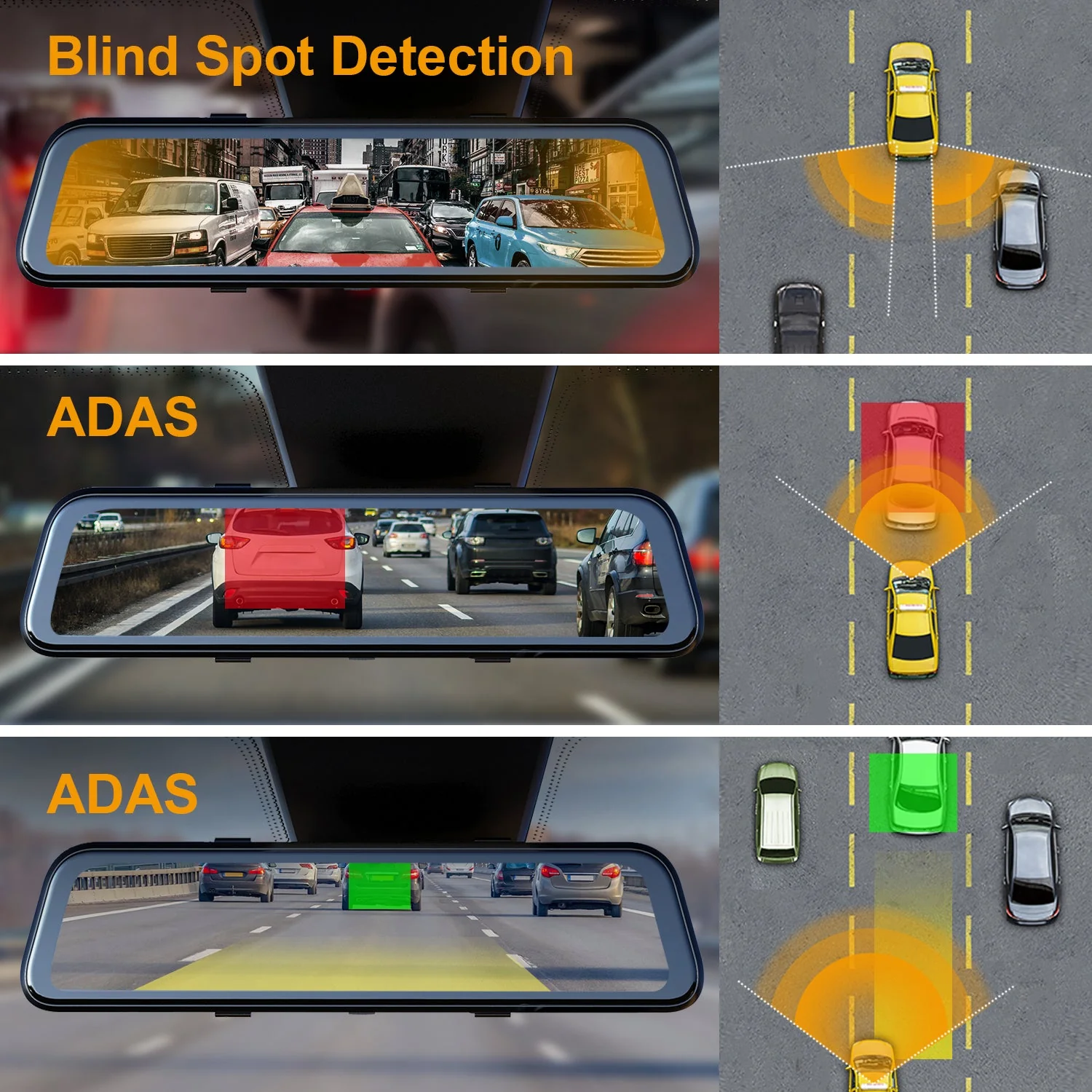 Rexing M2 Smart BSD ADAS Dual Mirror Dash Cam 1080p (Front+Rear) with GPS - Image 2