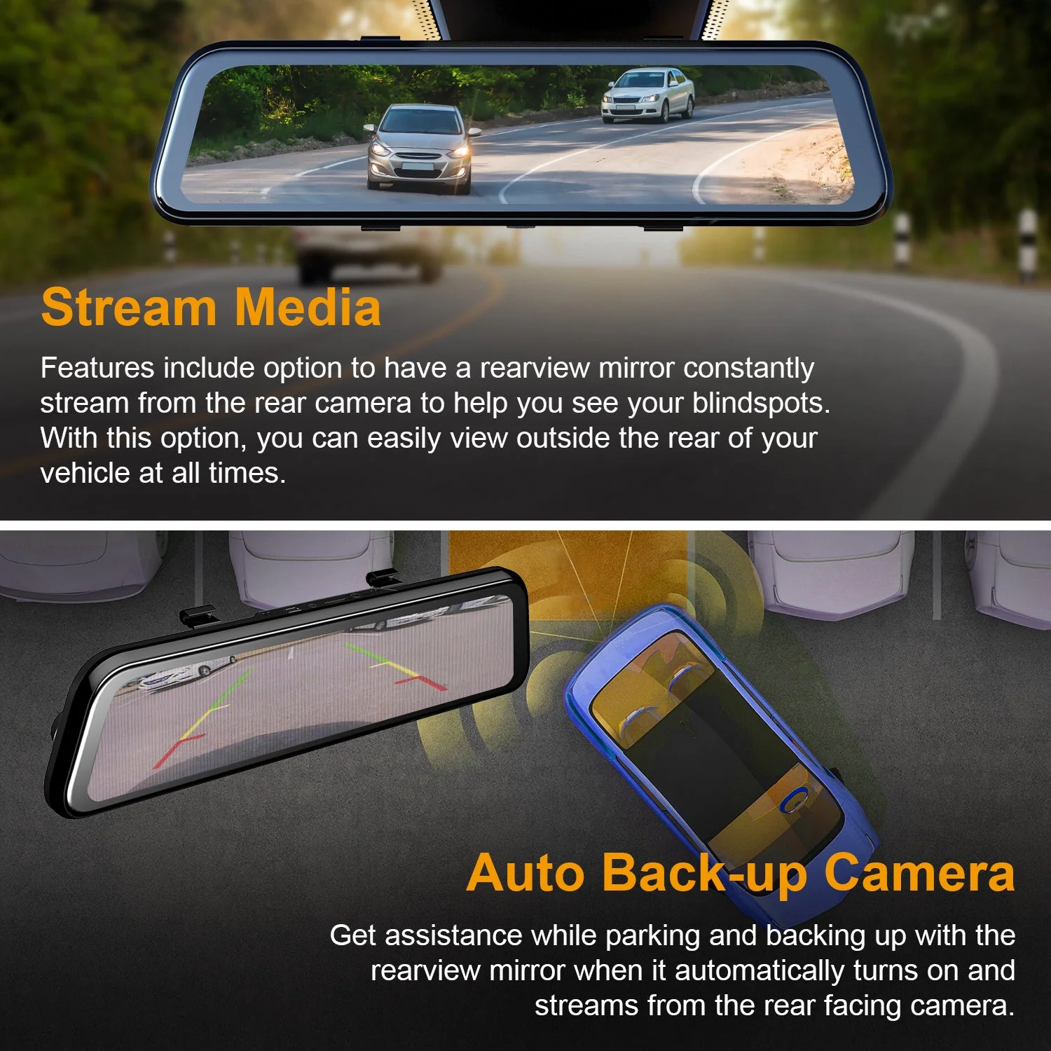 Rexing M2 Smart BSD ADAS Dual Mirror Dash Cam 1080p (Front+Rear) with GPS - Image 6