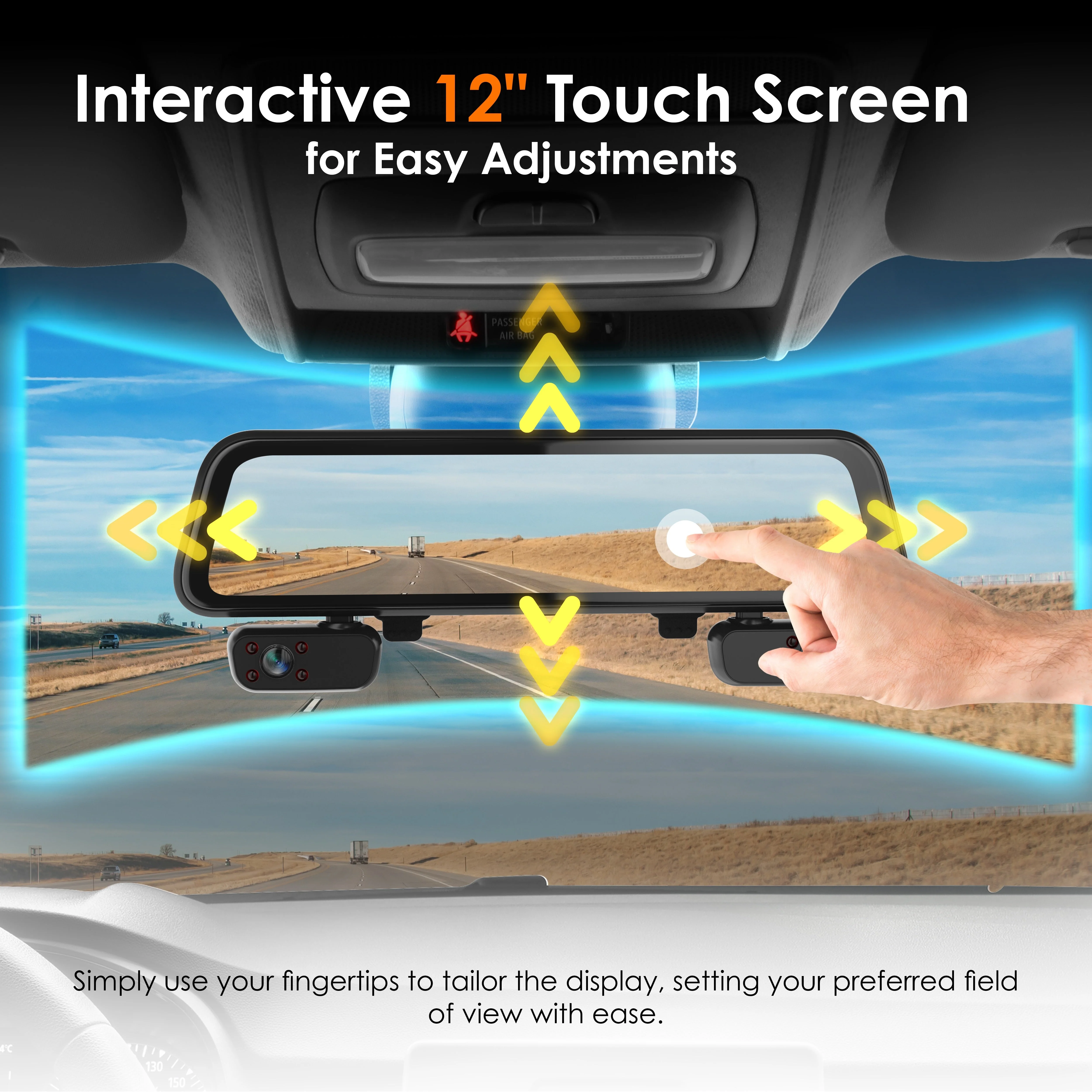 Rexing M4 4-CHANNEL MIRROR DASH CAM 12” Touch Screen Mirror Dash Cam, 1080p with GPS - Image 3