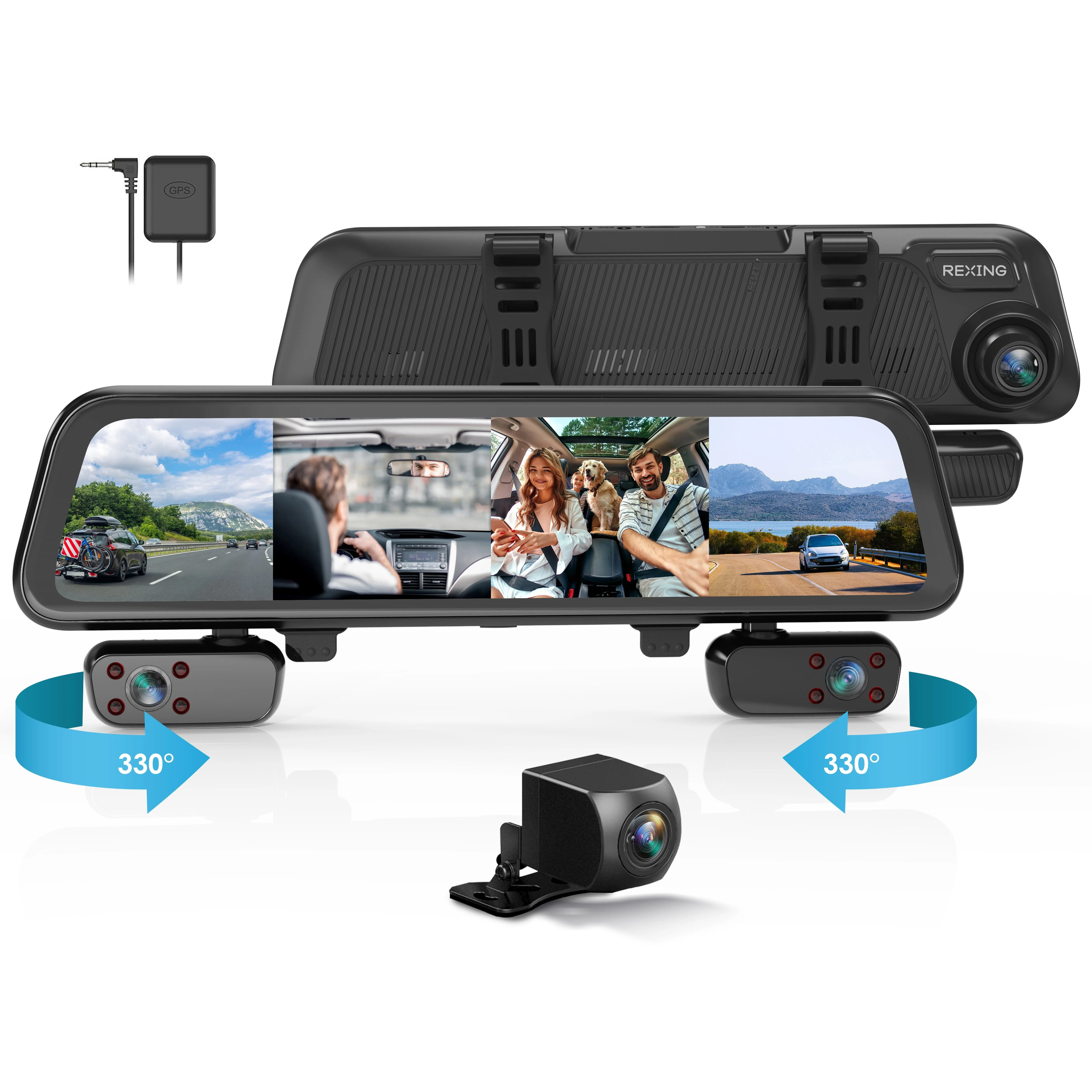 Rexing M4 4-CHANNEL MIRROR DASH CAM 12” Touch Screen Mirror Dash Cam, 1080p with GPS - Image 8