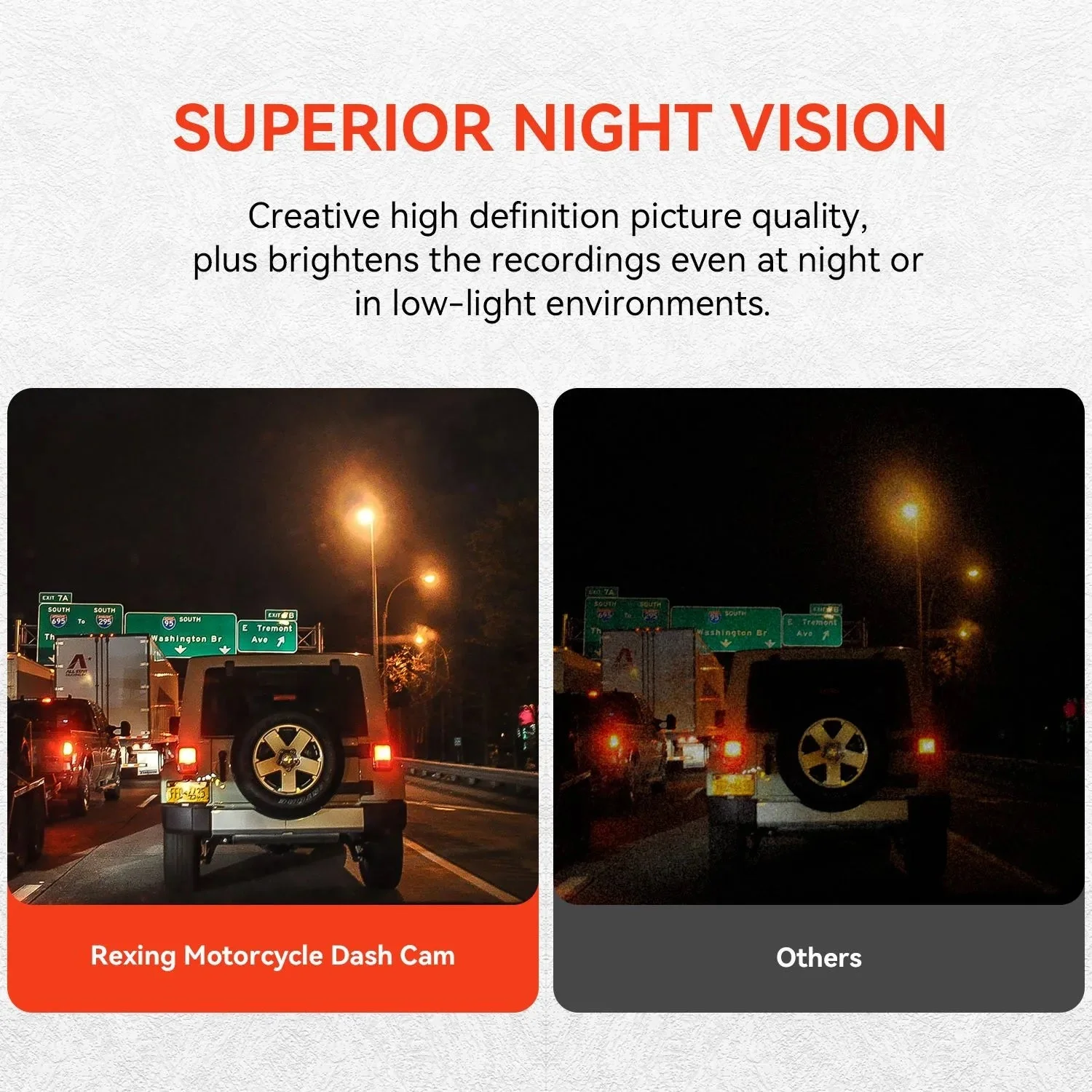 Rexing MTC1 Dual Camera Front and Rear 1080p Motorcycle Dash Cam with WiFi and GPS - Image 3