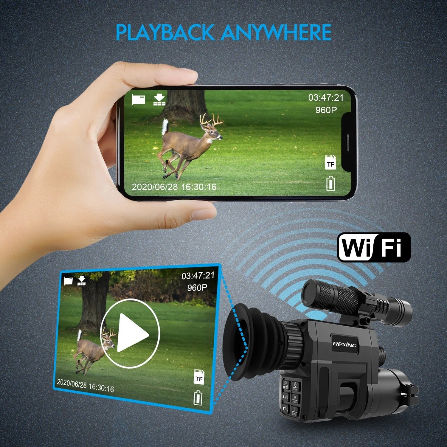 Rexing NVS1 Digital Infrared Night Vision Scope Camera HD Video Recording with Wi-Fi - Image 6