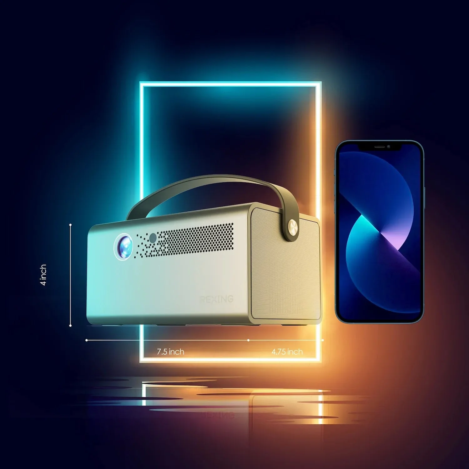 Rexing PV7 Pro Smart DLP Projector 600ANSI with 3D Projection, Wi-Fi, Bluetooth - Image 4