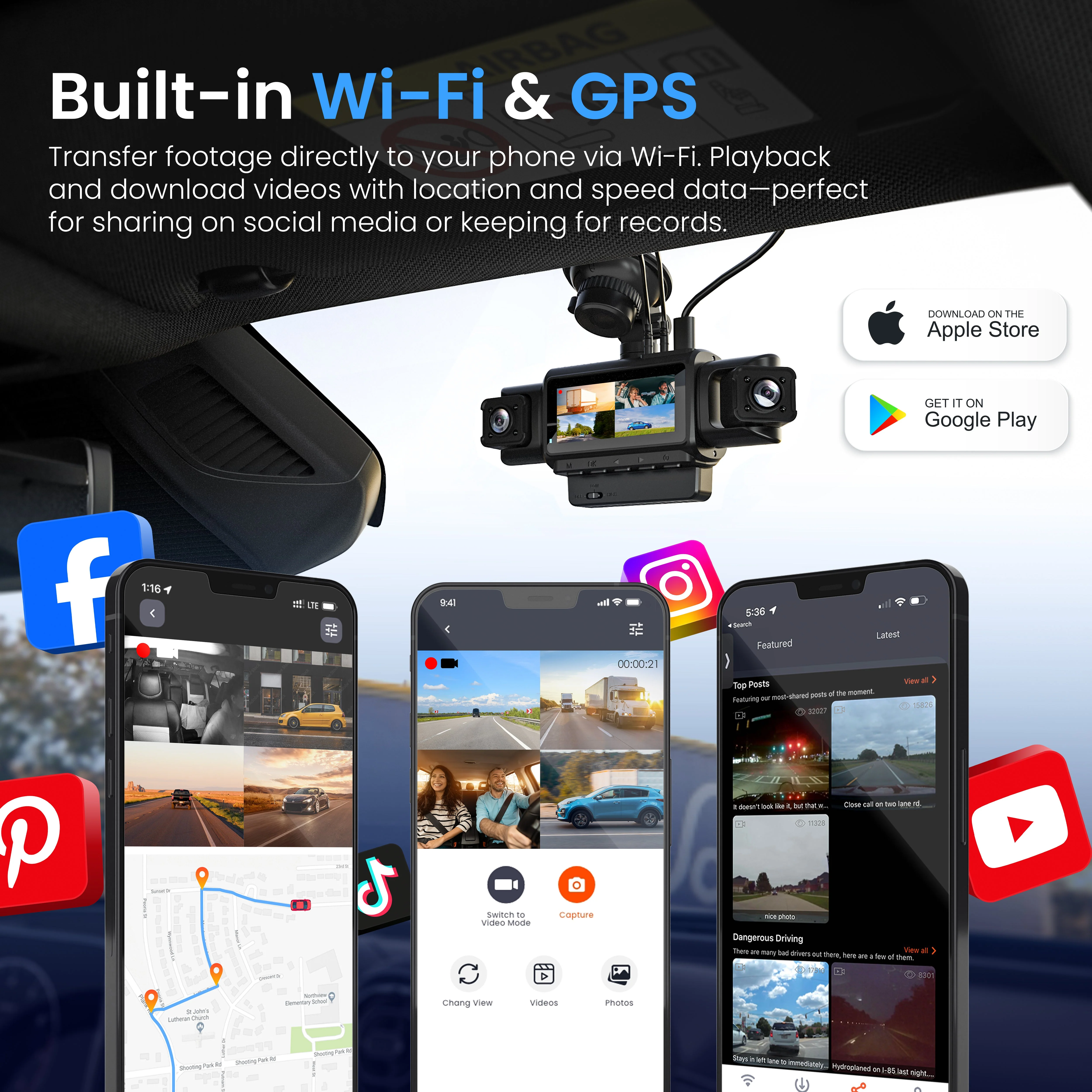 Rexing R4-RD 4-Channel Dash Cam with All-Around 1080p, Built-in 360° Parking Monitor, Wi-Fi, GPS, IR Night Vision - Image 4