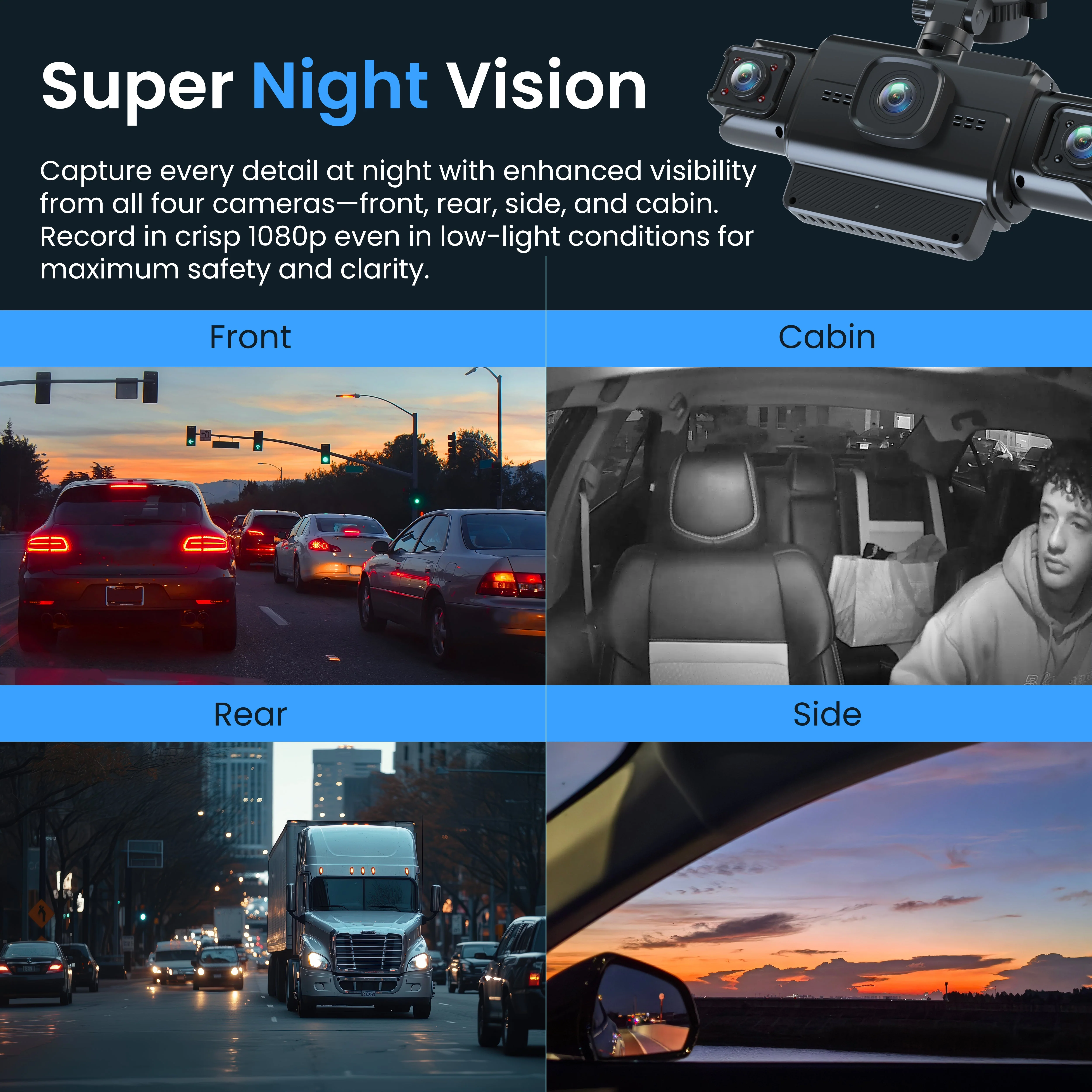 Rexing R4-RD 4-Channel Dash Cam with All-Around 1080p, Built-in 360° Parking Monitor, Wi-Fi, GPS, IR Night Vision - Image 6