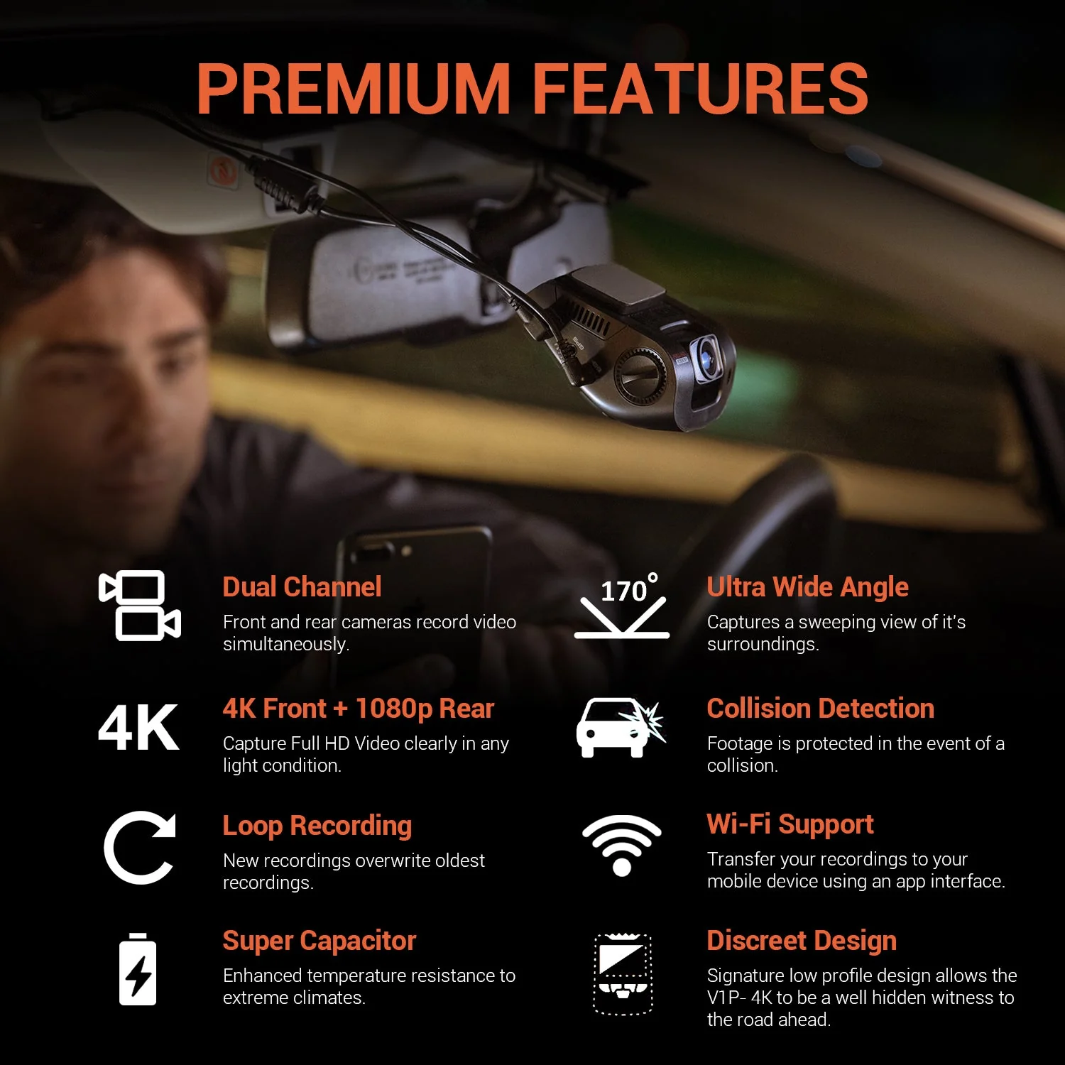 Rexing V1P 4K Dual Channel Dash Cam 4K+1080p with Wi-Fi - Image 2